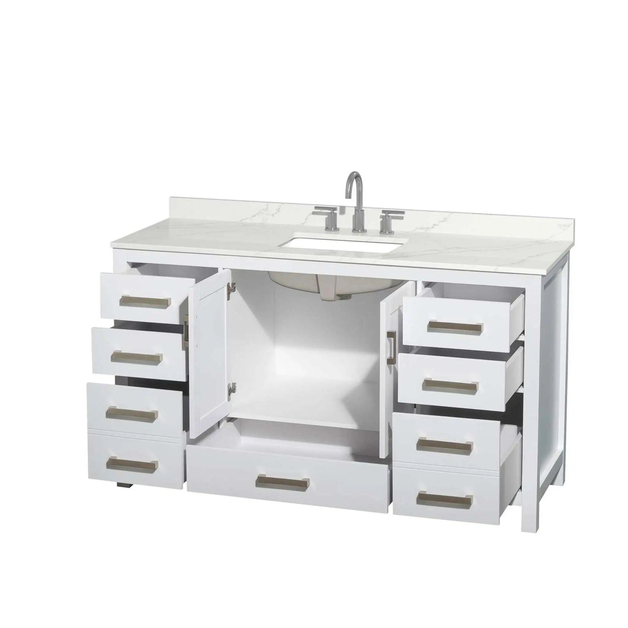60" Sheffield Single Bathroom Vanity in White with Brushed Chrome Trim by Wyndham