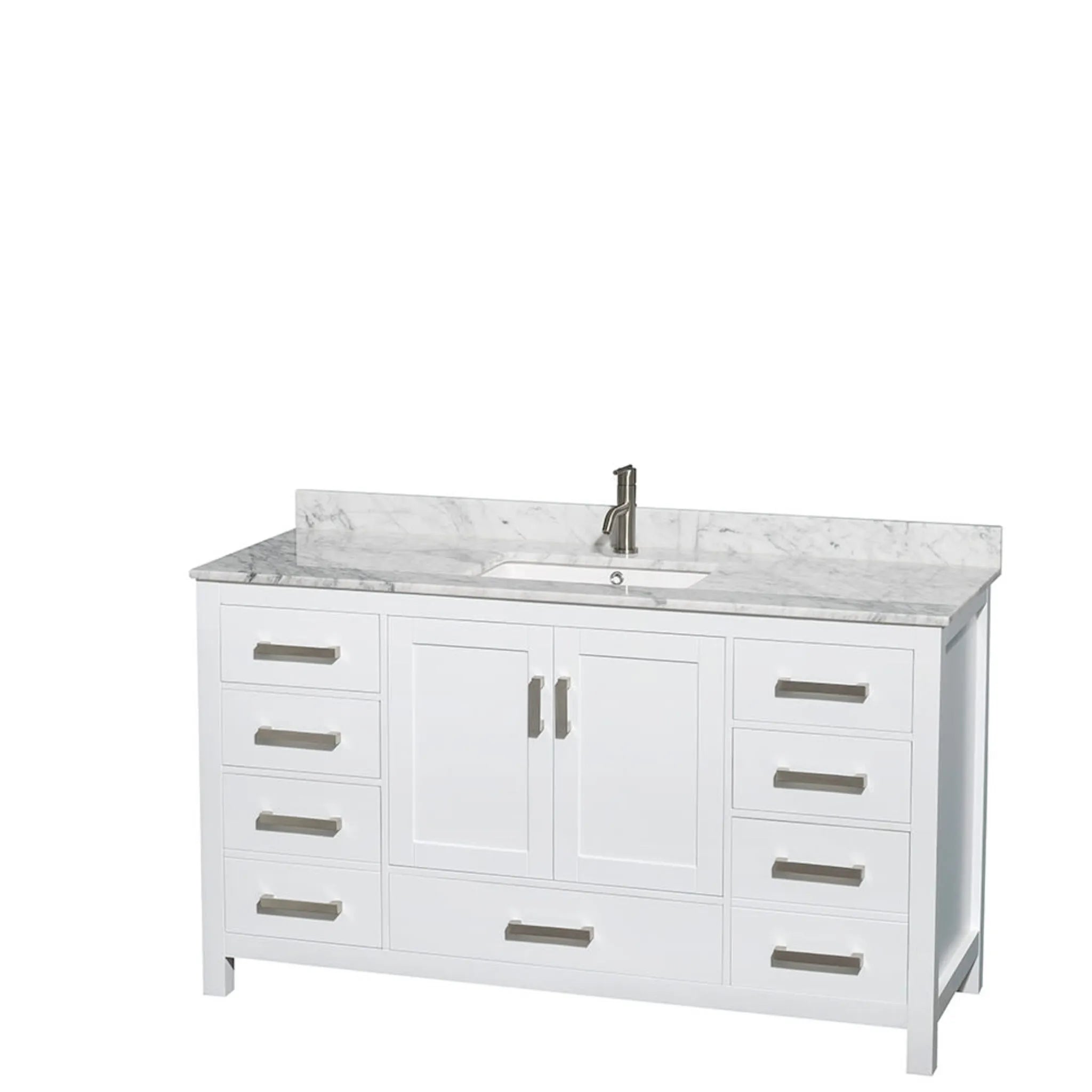 60" Sheffield Single Bathroom Vanity in White with Brushed Chrome Trim & Medicine Cabinet by Wyndham