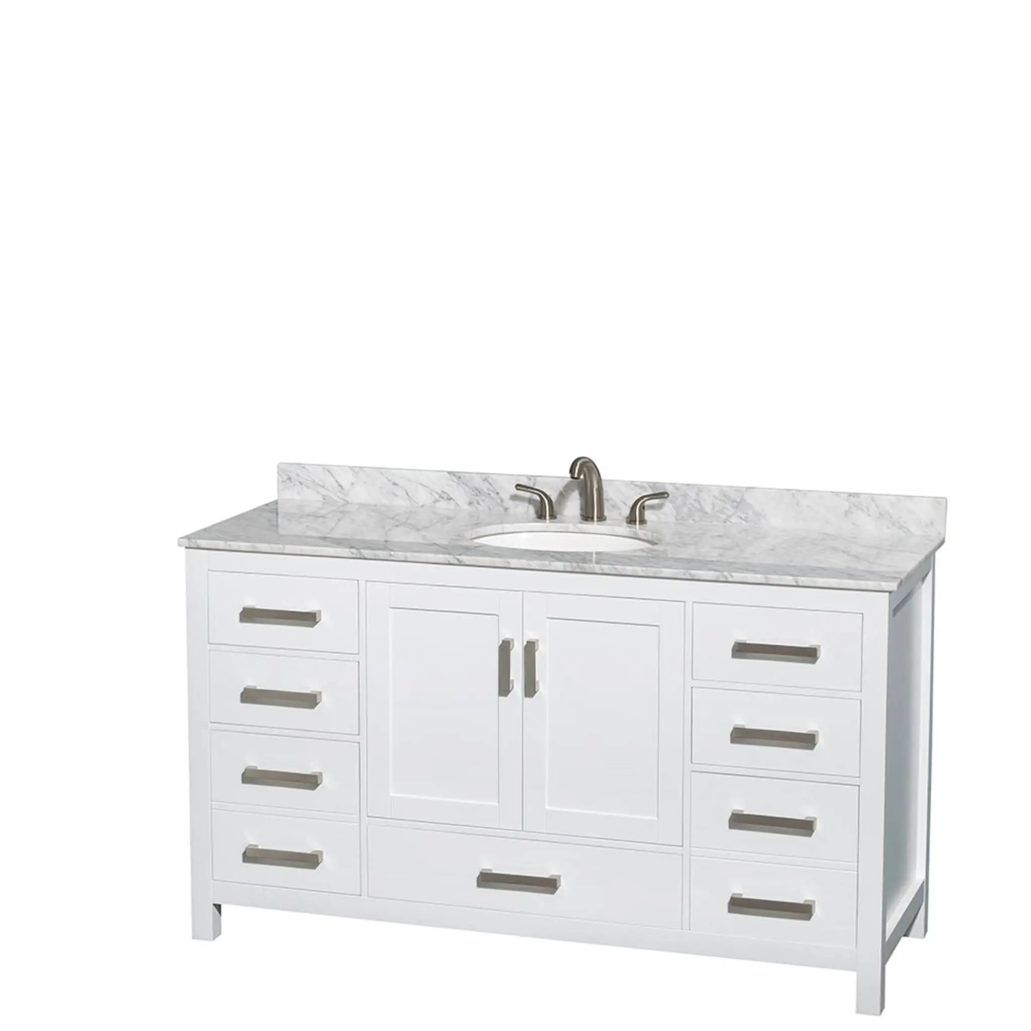 60" Sheffield Single Bathroom Vanity in White with Brushed Chrome Trim & Medicine Cabinet by Wyndham