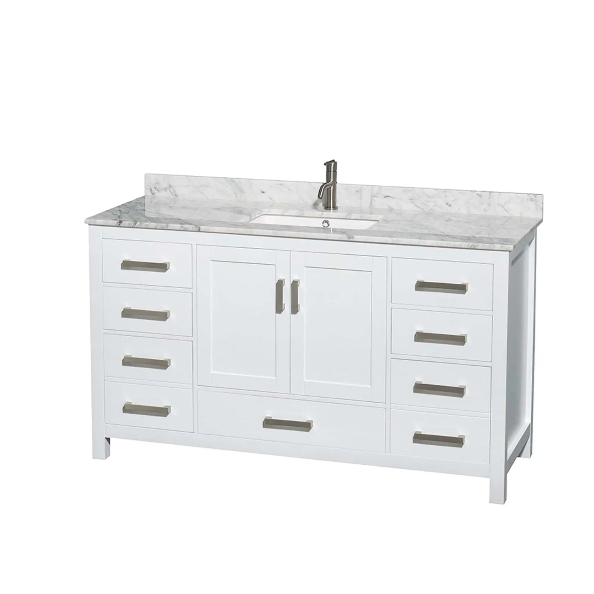 60" Sheffield Single Bathroom Vanity in White with Brushed Chrome Trim by Wyndham