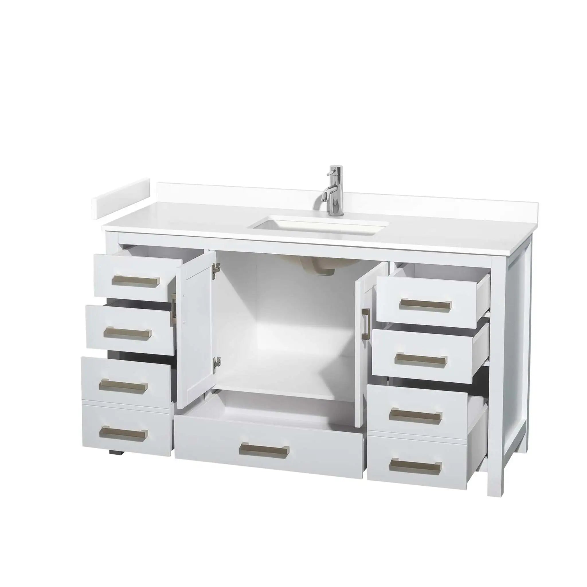60" Sheffield Single Bathroom Vanity in White with Brushed Chrome Trim by Wyndham