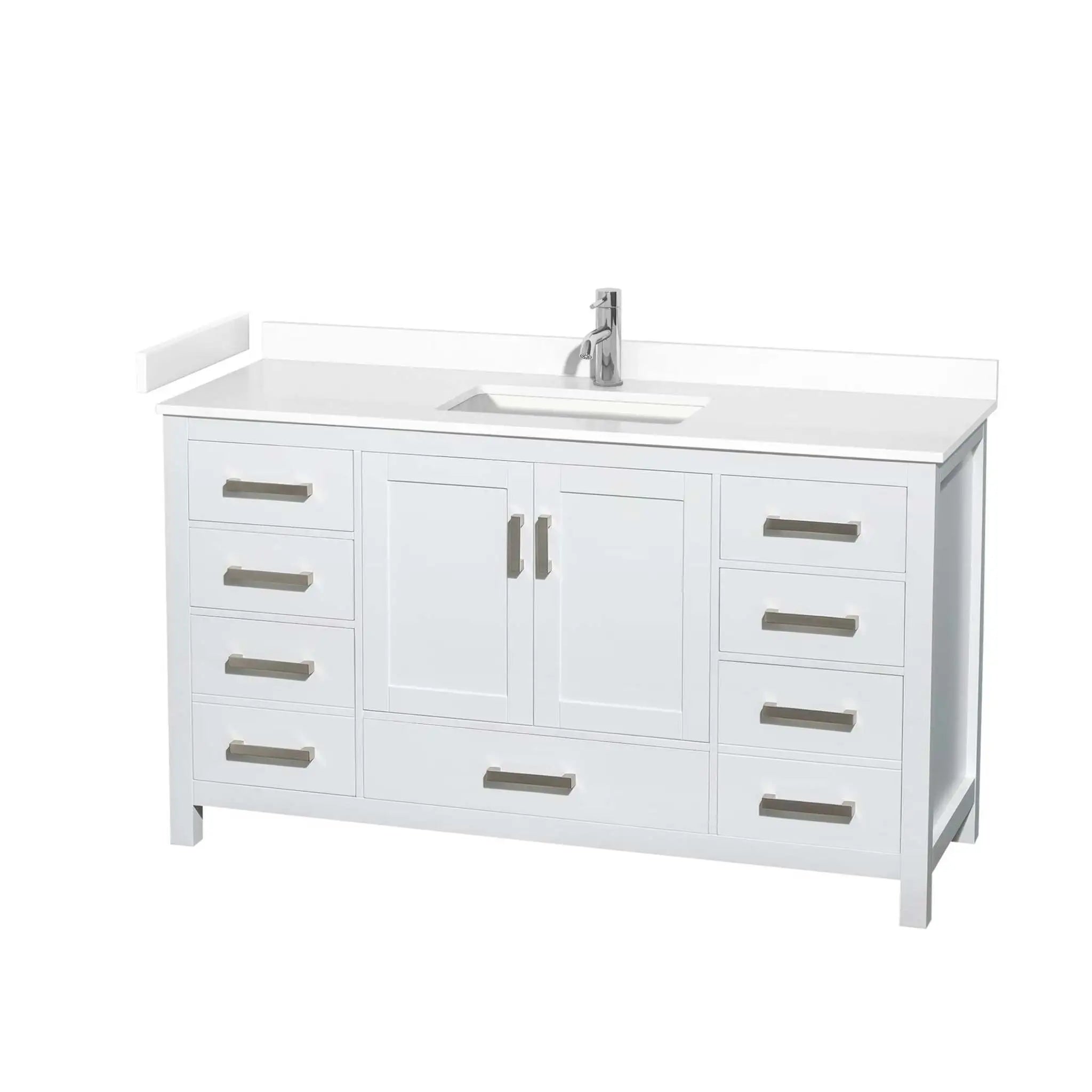 60" Sheffield Single Bathroom Vanity in White with Brushed Chrome Trim by Wyndham