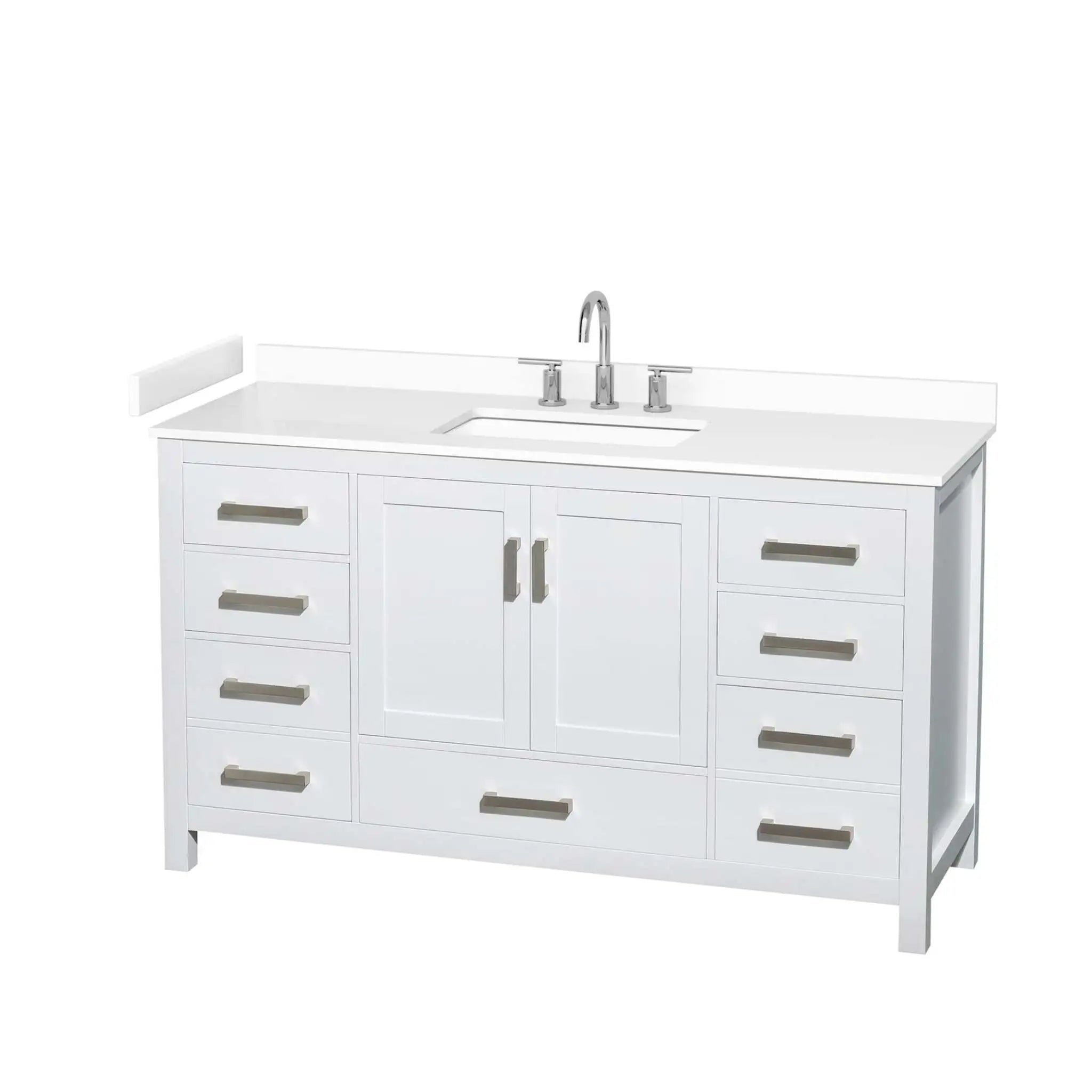 60" Sheffield Single Bathroom Vanity in White with Brushed Chrome Trim by Wyndham