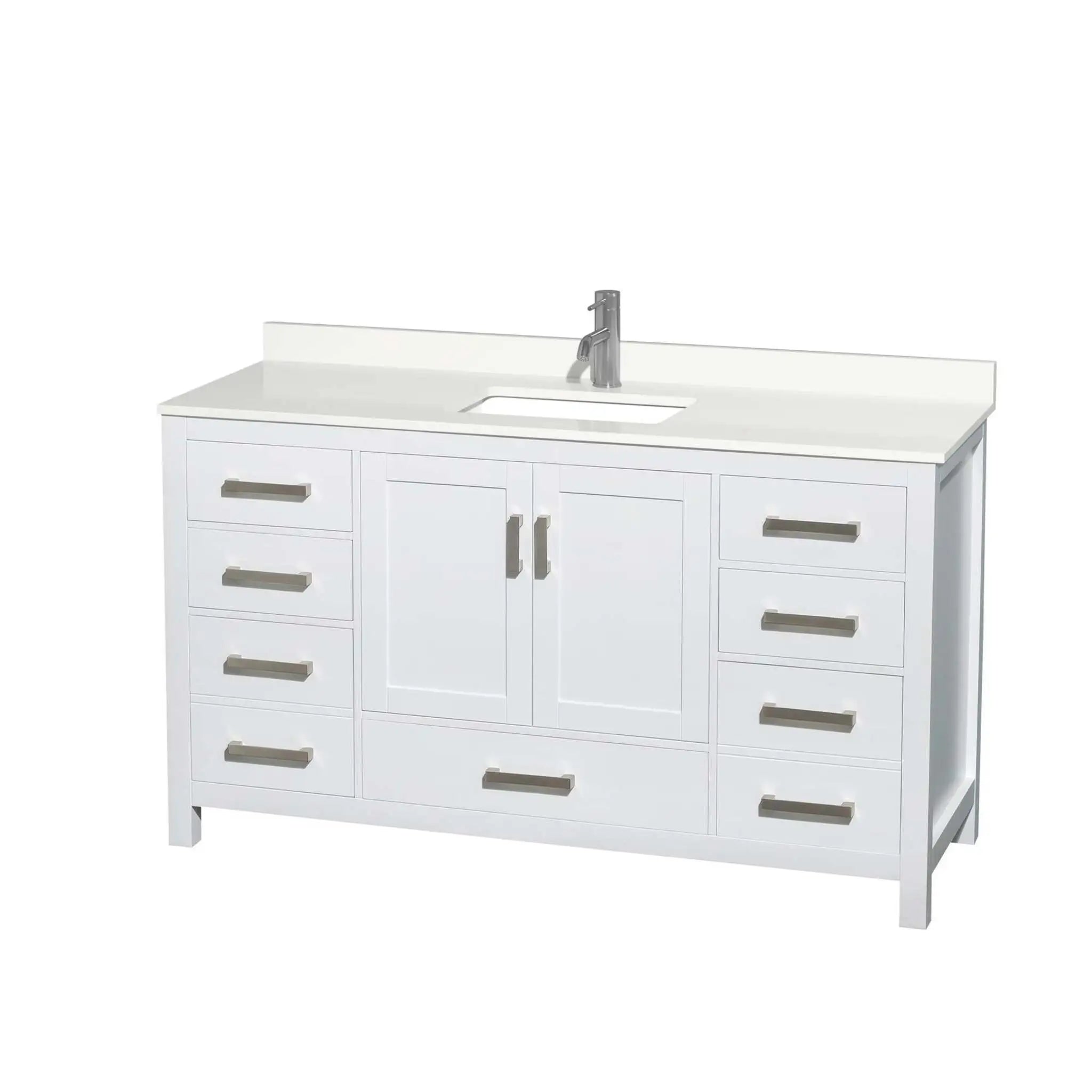 60" Sheffield Single Bathroom Vanity in White with Brushed Chrome Trim by Wyndham