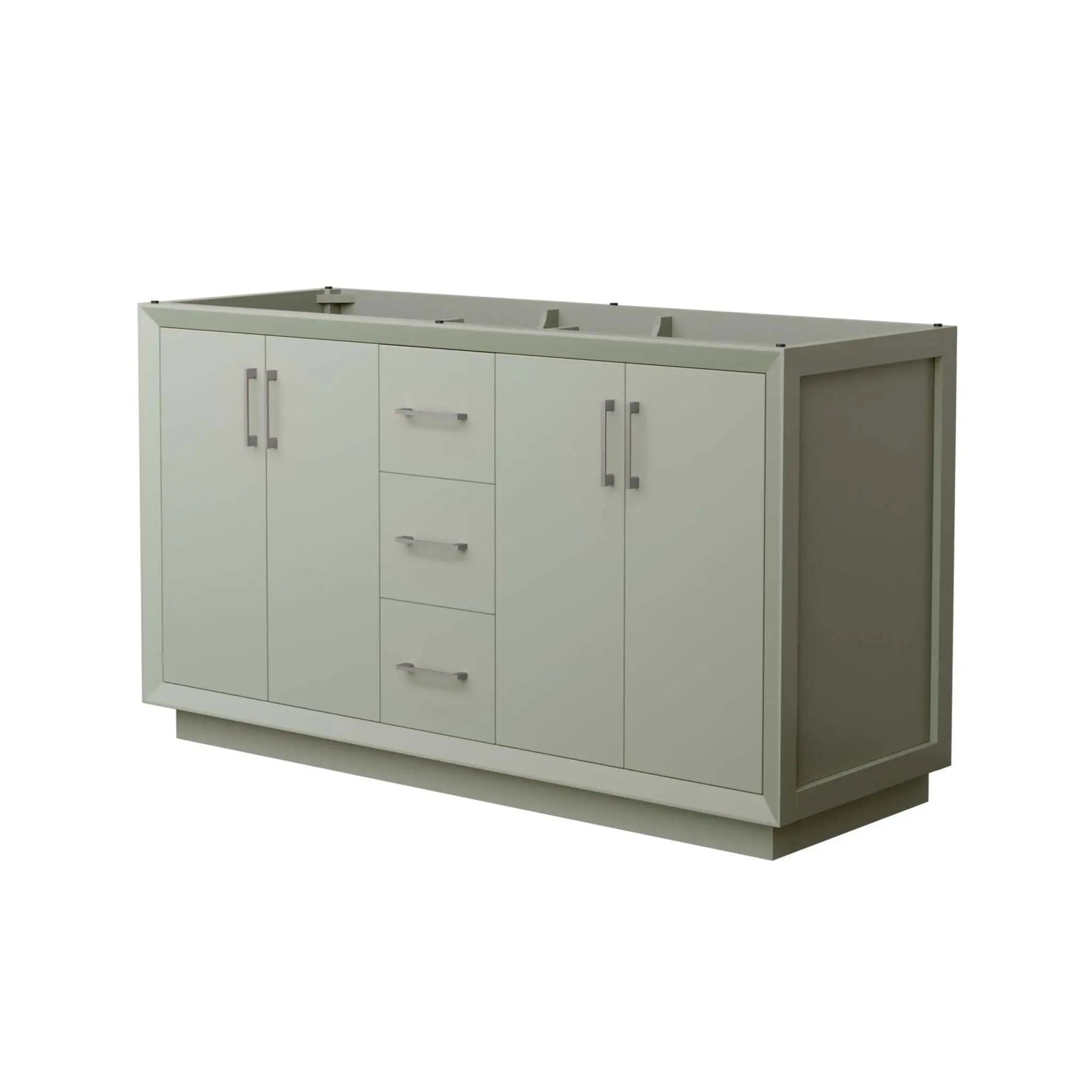 60" Strada Double Bathroom Vanity in Light Green with Brushed Nickel Trim by Wyndham