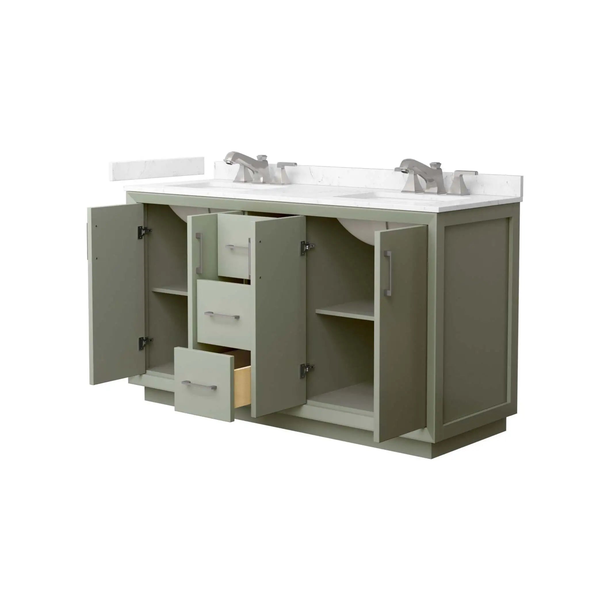 60" Strada Double Bathroom Vanity in Light Green with Brushed Nickel Trim by Wyndham