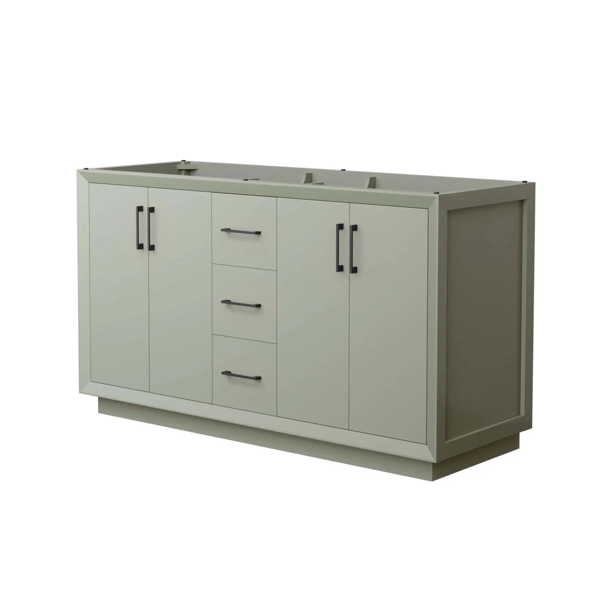 60" Strada Double Bathroom Vanity in Light Green with Matte Black Trim by Wyndham