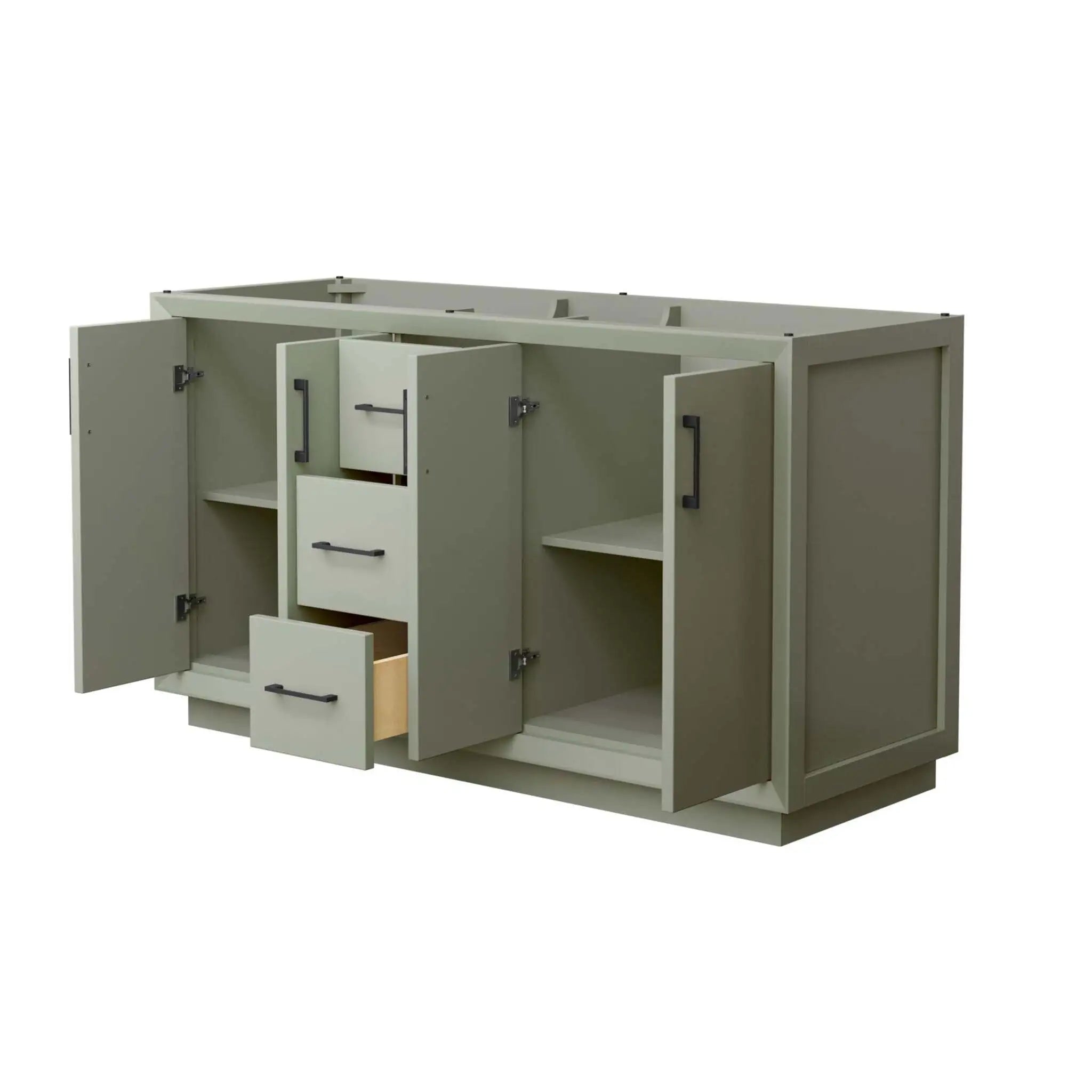 60" Strada Double Bathroom Vanity in Light Green with Matte Black Trim by Wyndham