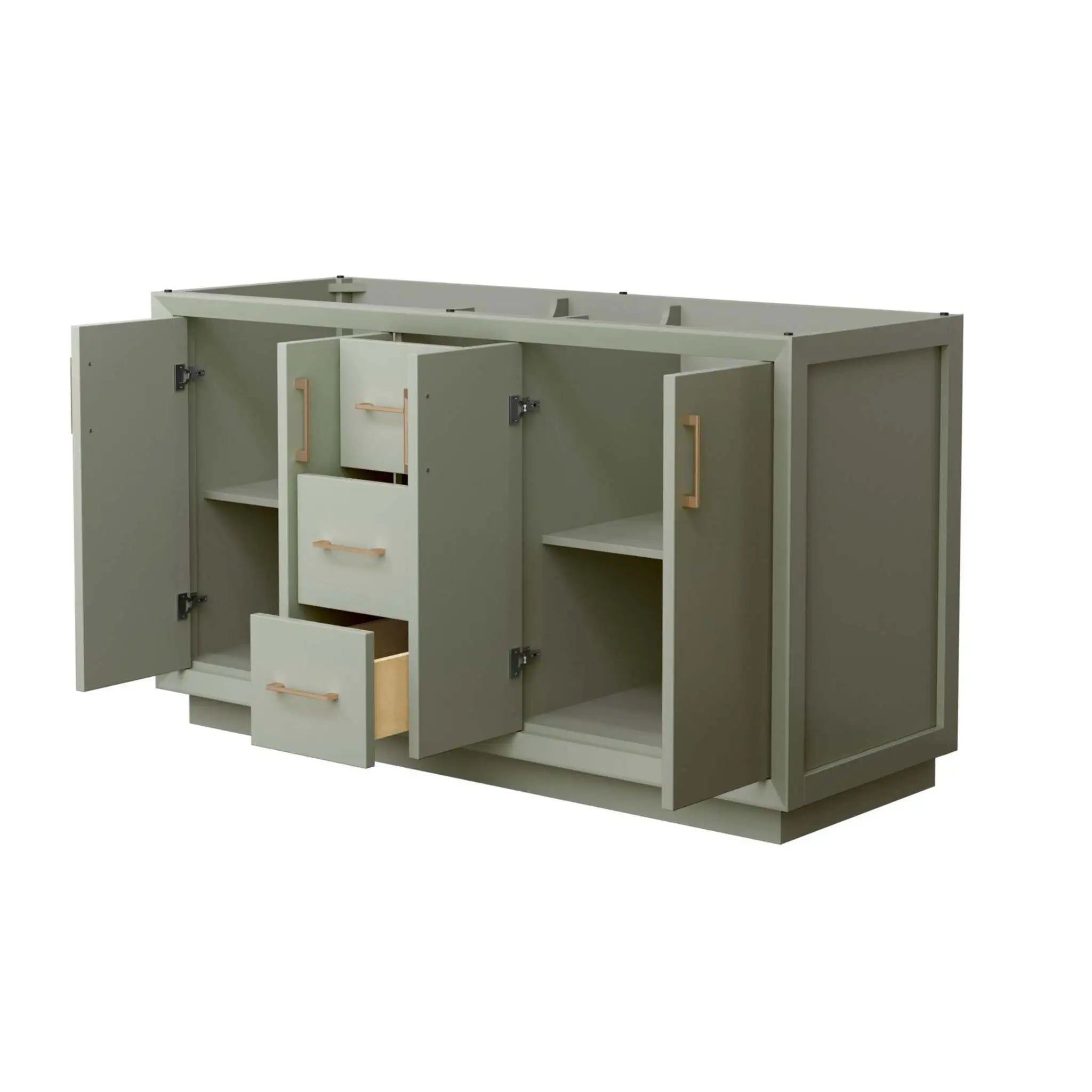 60" Strada Double Bathroom Vanity in Light Green with Satin Bronze Trim by Wyndham