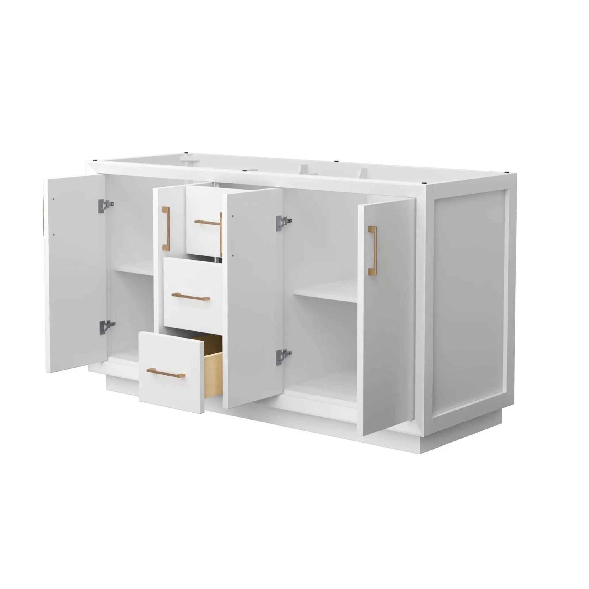 60" Strada Double Bathroom Vanity in White with Satin Bronze Trim by Wyndham