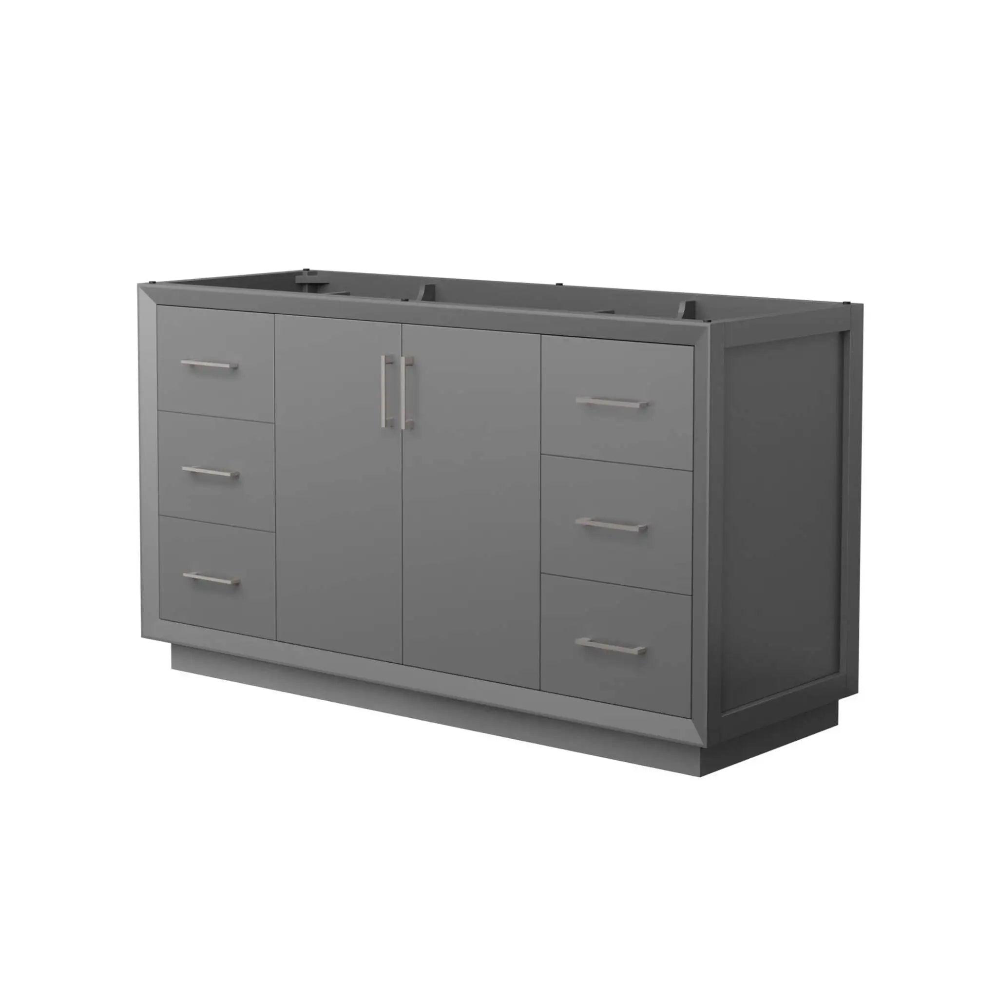 60" Strada Single Bathroom Vanity in Dark Gray with Brushed Nickel Trim by Wyndham