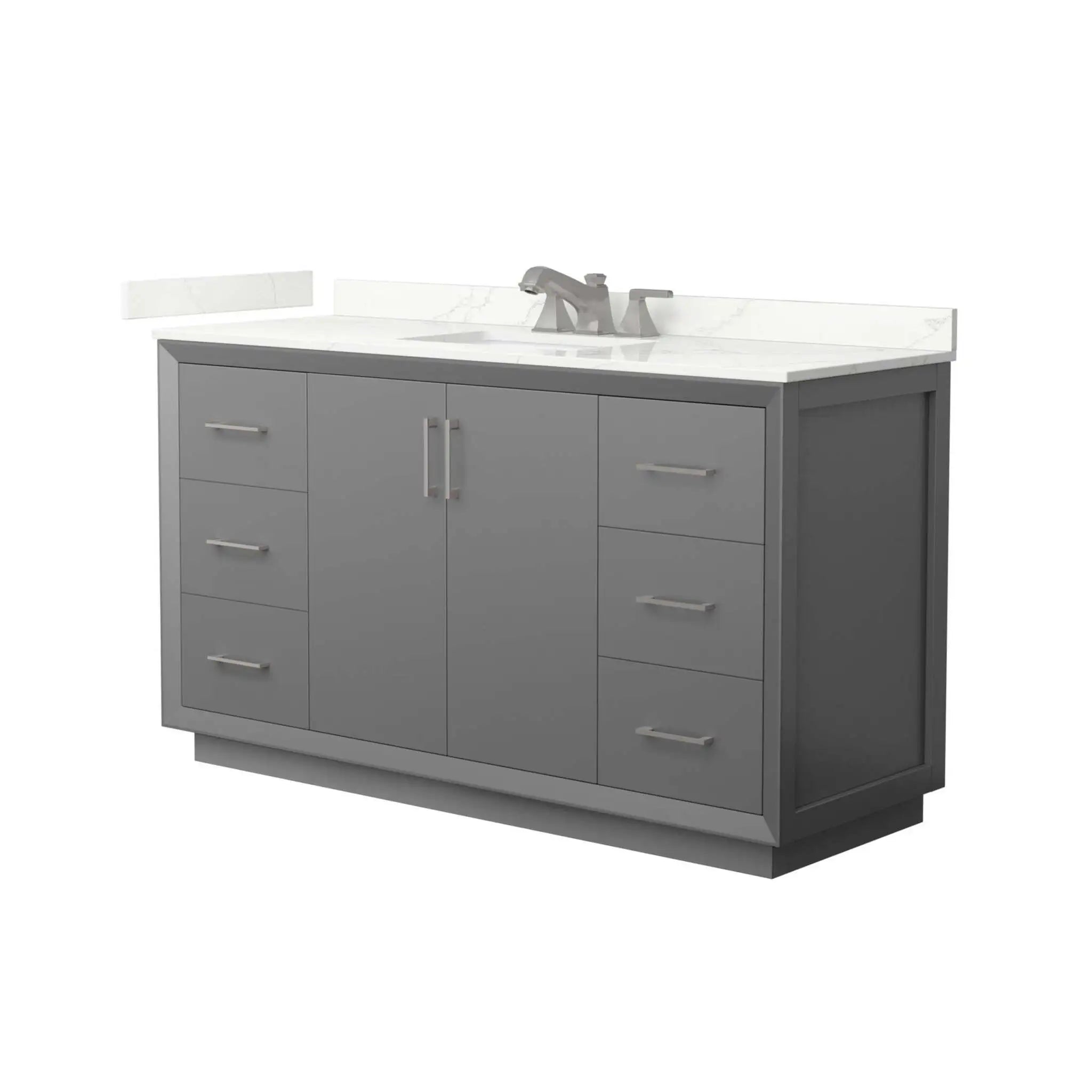 60" Strada Single Bathroom Vanity in Dark Gray with Brushed Nickel Trim by Wyndham