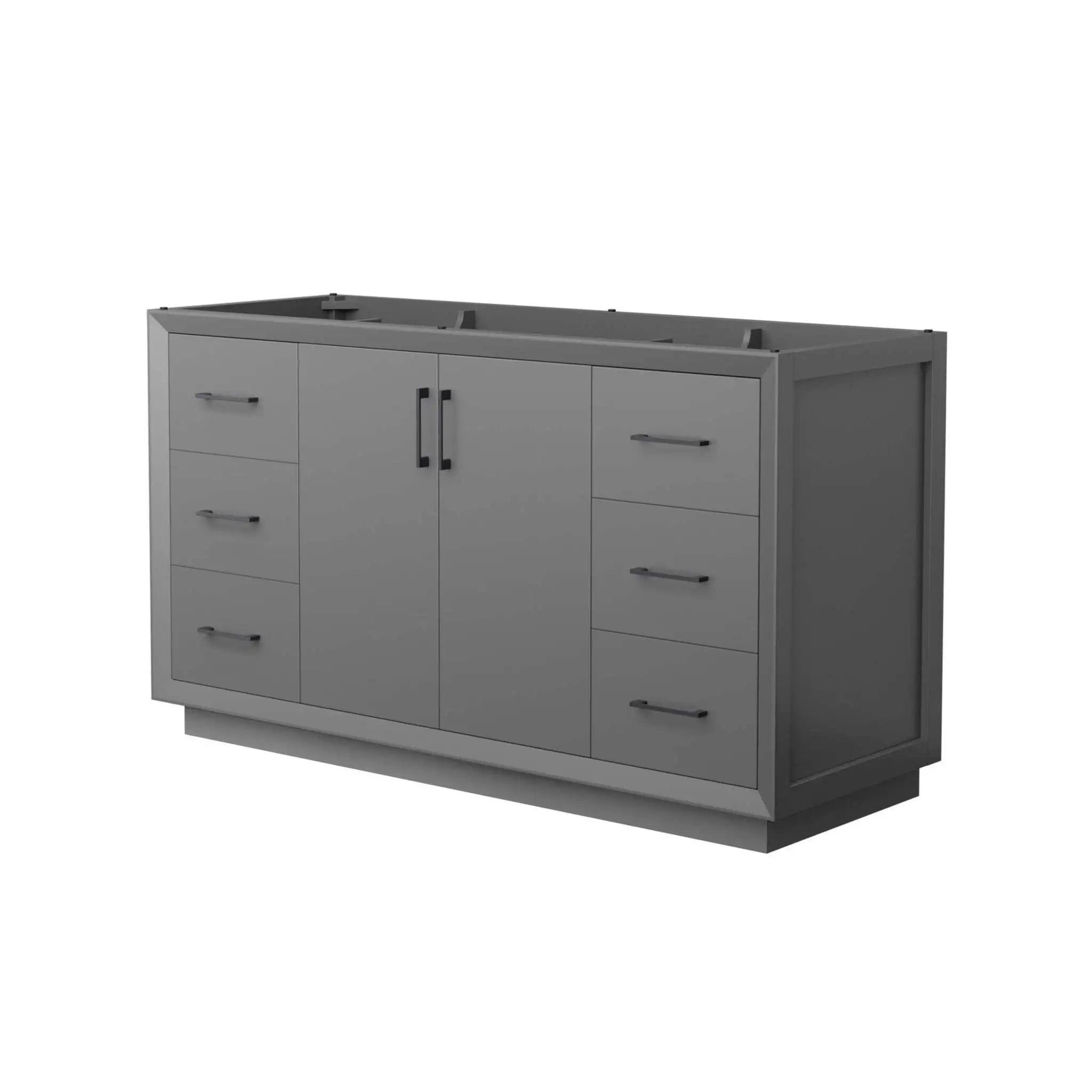 60" Strada Single Bathroom Vanity in Dark Gray with Matte Black Trim by Wyndham