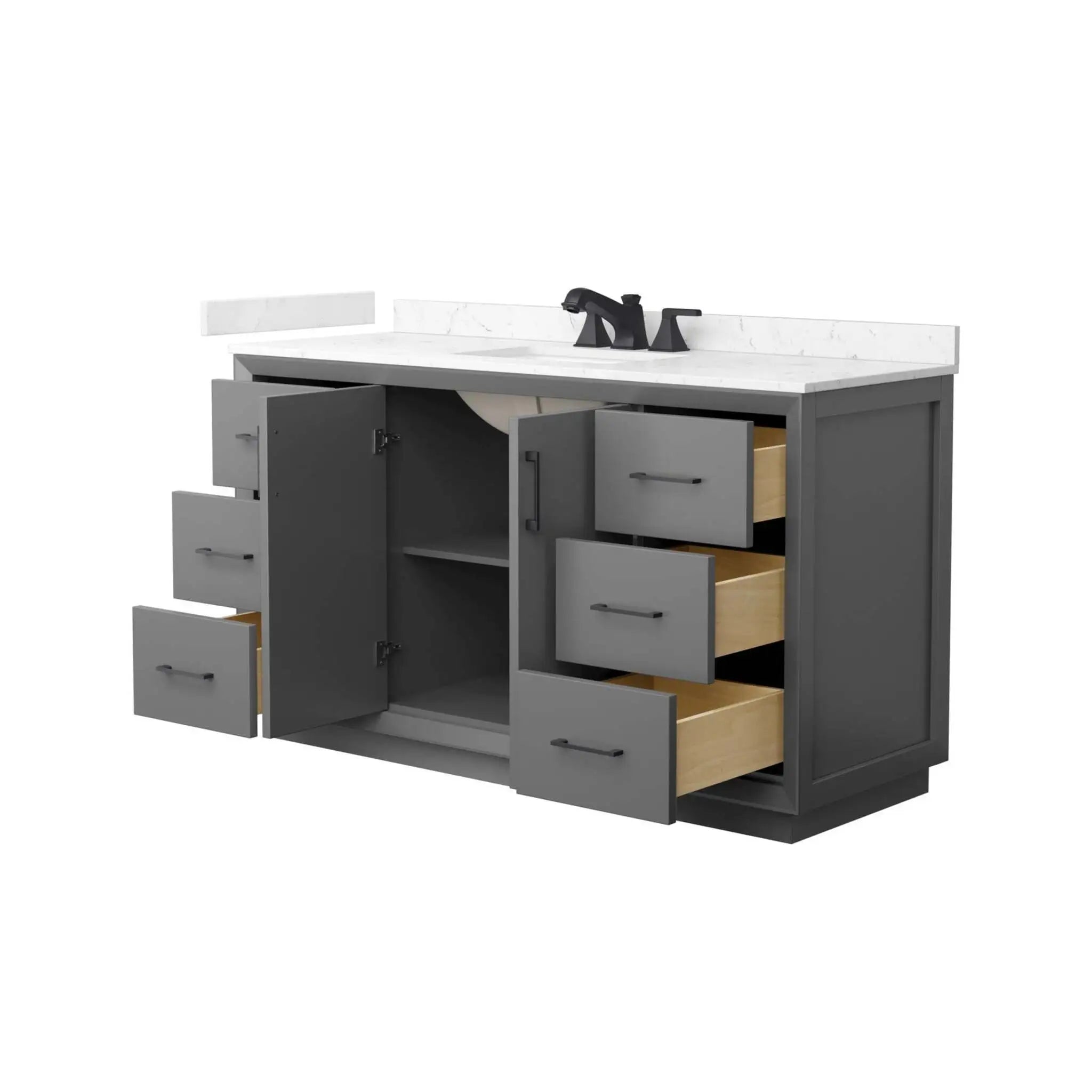 60" Strada Single Bathroom Vanity in Dark Gray with Matte Black Trim by Wyndham