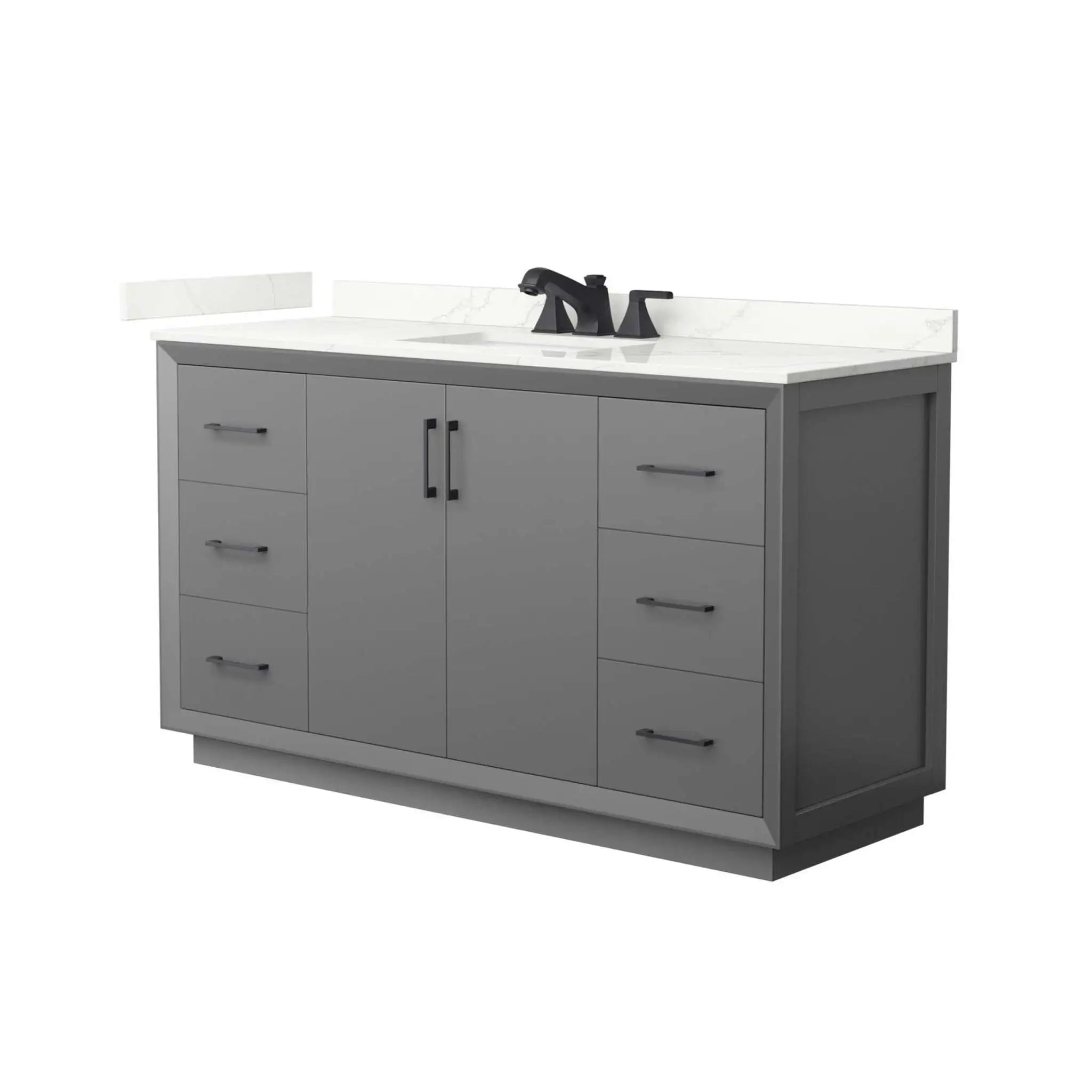60" Strada Single Bathroom Vanity in Dark Gray with Matte Black Trim by Wyndham