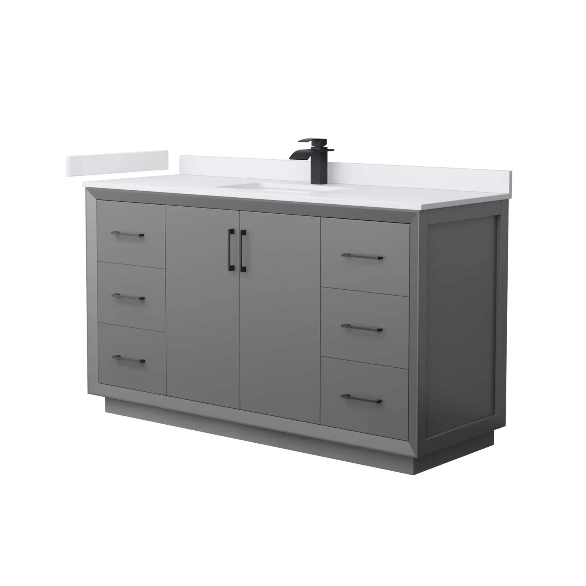 60" Strada Single Bathroom Vanity in Dark Gray with Matte Black Trim by Wyndham