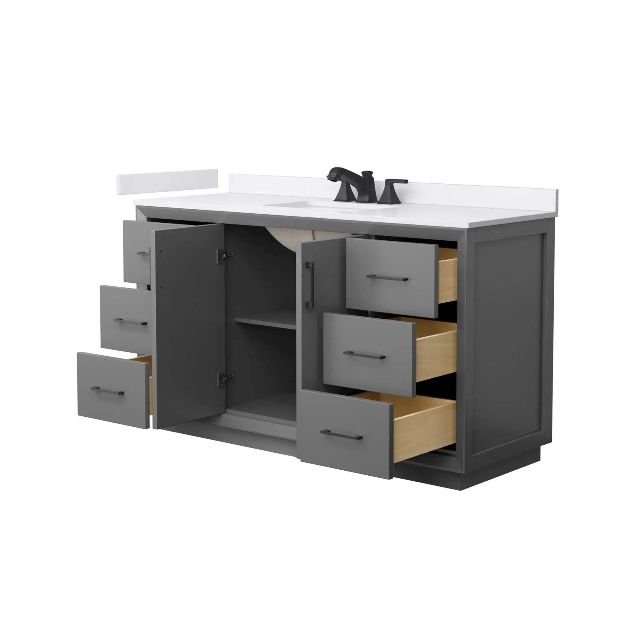 60" Strada Single Bathroom Vanity in Dark Gray with Matte Black Trim by Wyndham