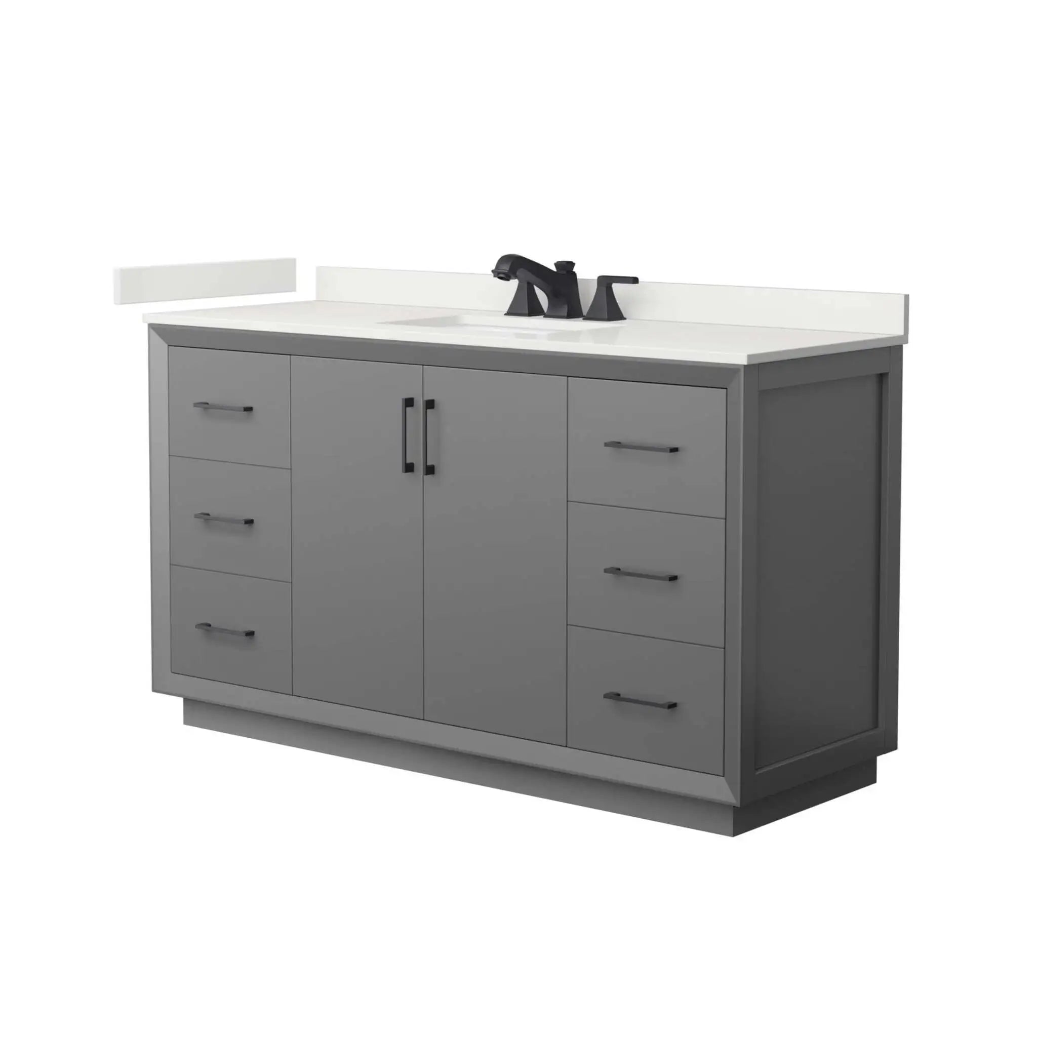 60" Strada Single Bathroom Vanity in Dark Gray with Matte Black Trim by Wyndham