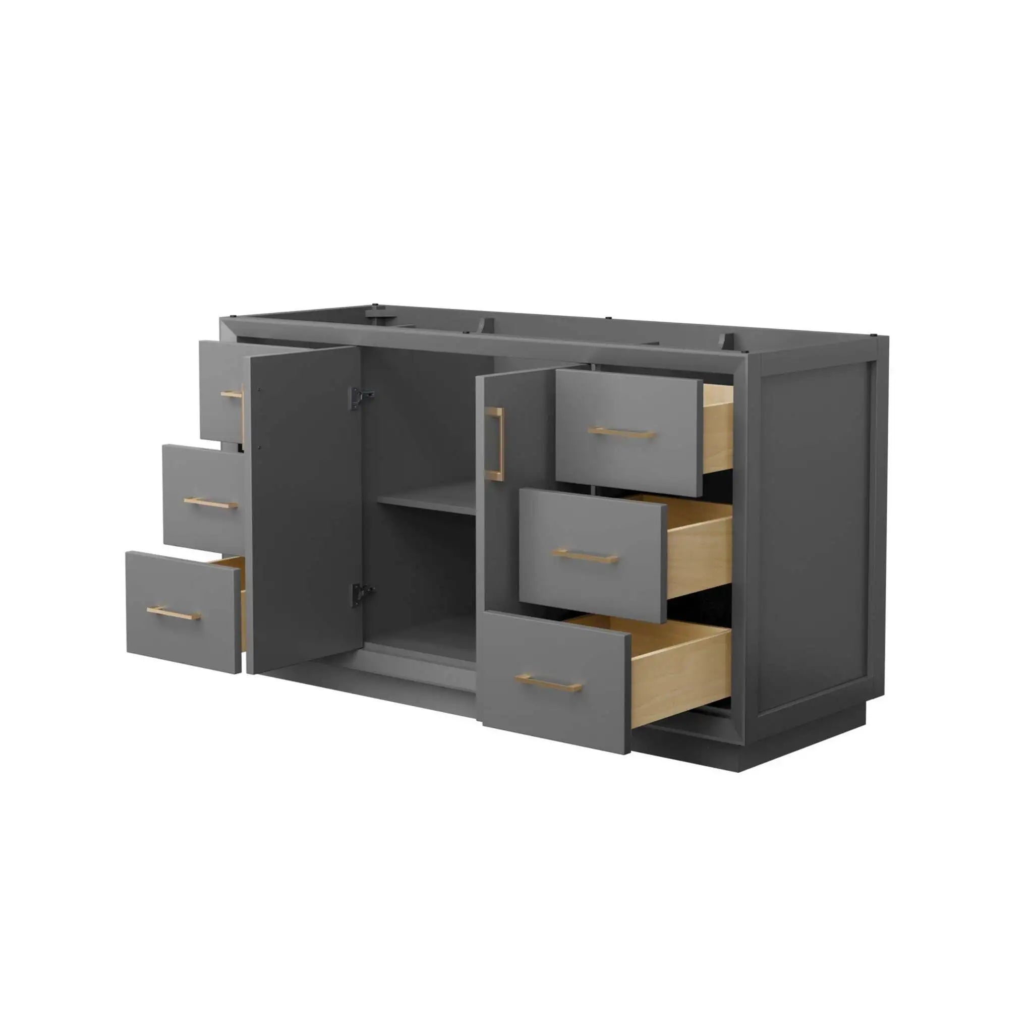 60" Strada Single Bathroom Vanity in Dark Gray with Satin Bronze Trim by Wyndham