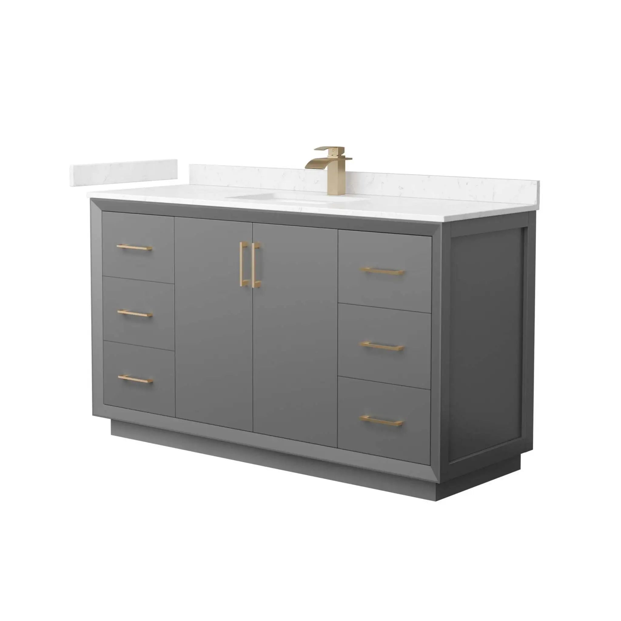 60" Strada Single Bathroom Vanity in Dark Gray with Satin Bronze Trim by Wyndham