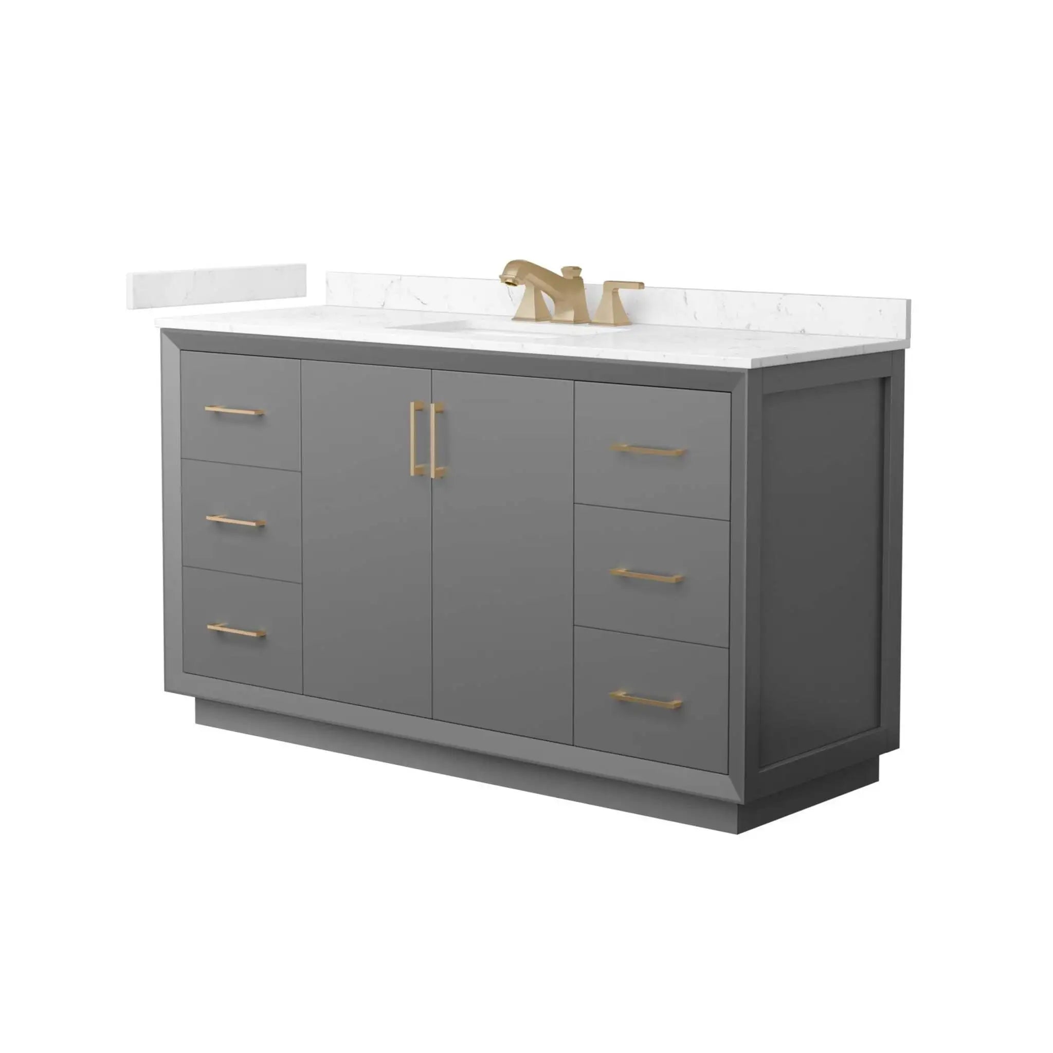60" Strada Single Bathroom Vanity in Dark Gray with Satin Bronze Trim by Wyndham
