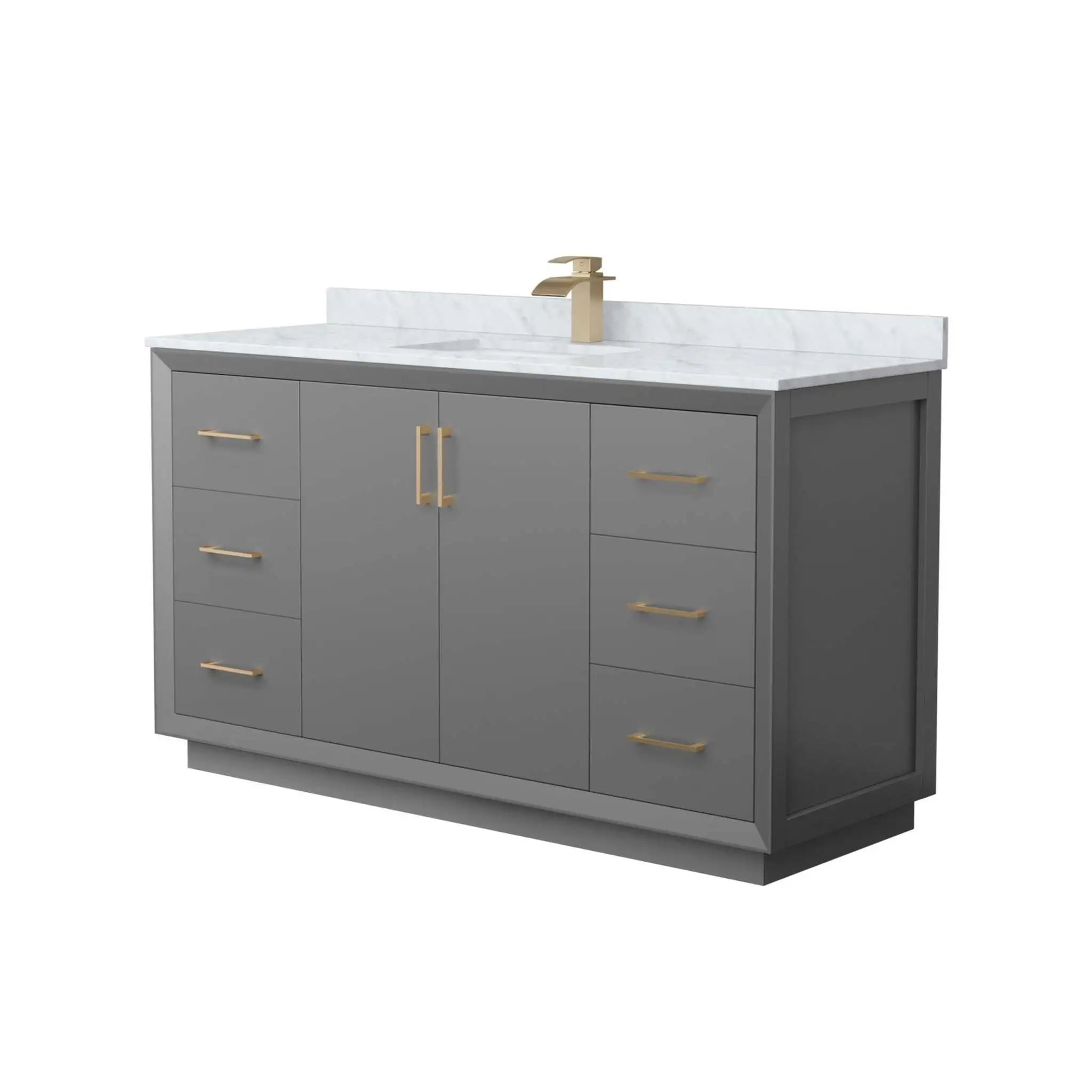 60" Strada Single Bathroom Vanity in Dark Gray with Satin Bronze Trim by Wyndham
