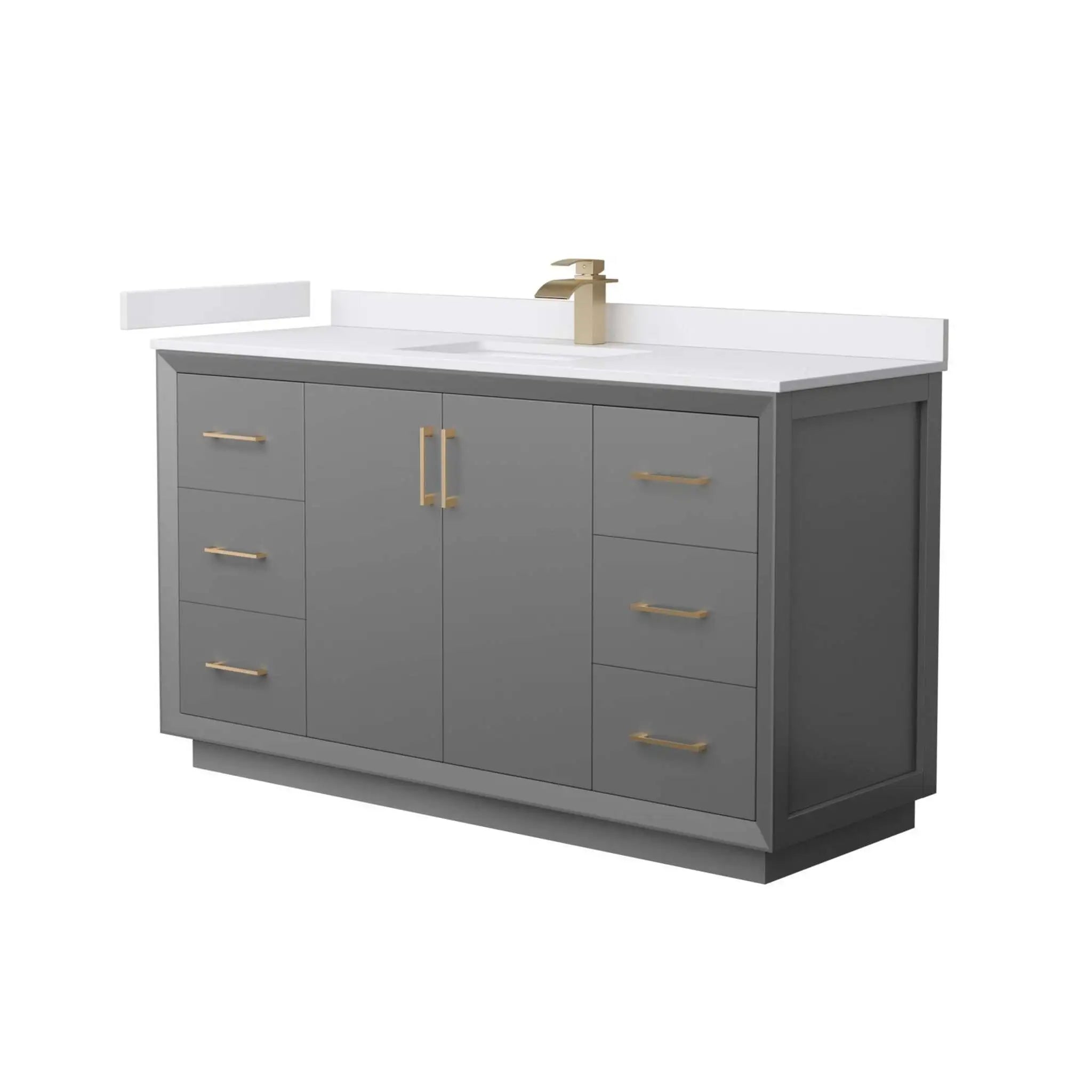 60" Strada Single Bathroom Vanity in Dark Gray with Satin Bronze Trim by Wyndham