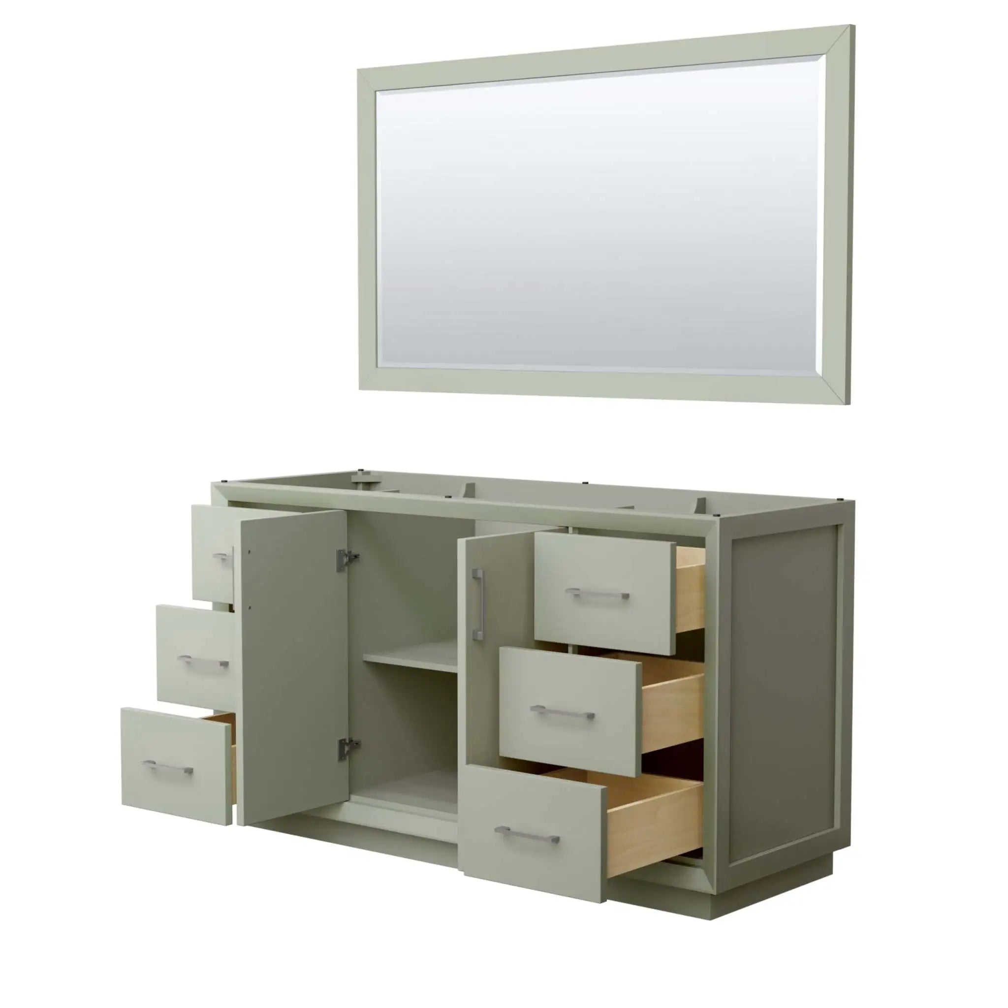60" Strada Single Bathroom Vanity in Light Green with Brushed Nickel Trim & 58" Mirror by Wyndham