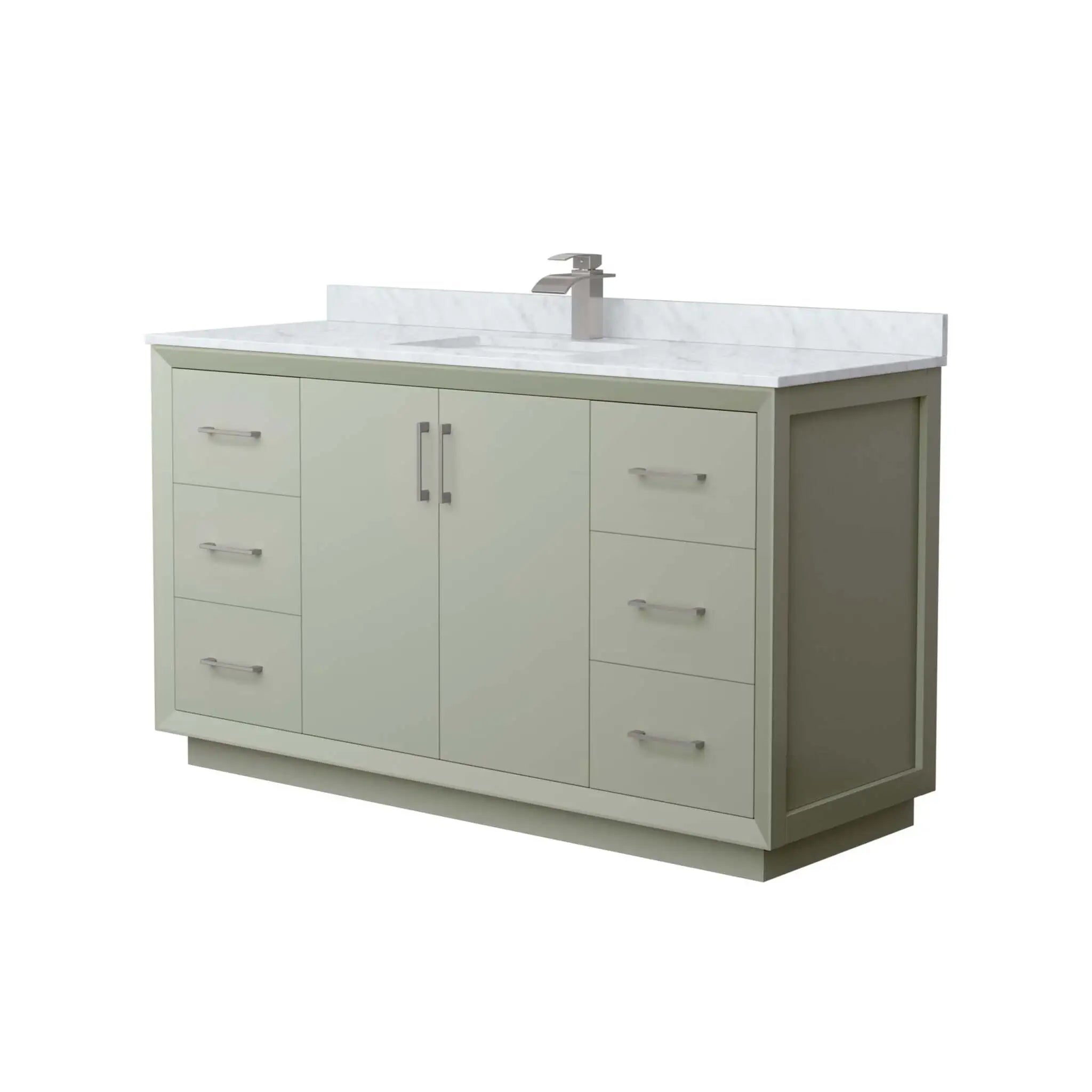 60" Strada Single Bathroom Vanity in Light Green with Brushed Nickel Trim by Wyndham