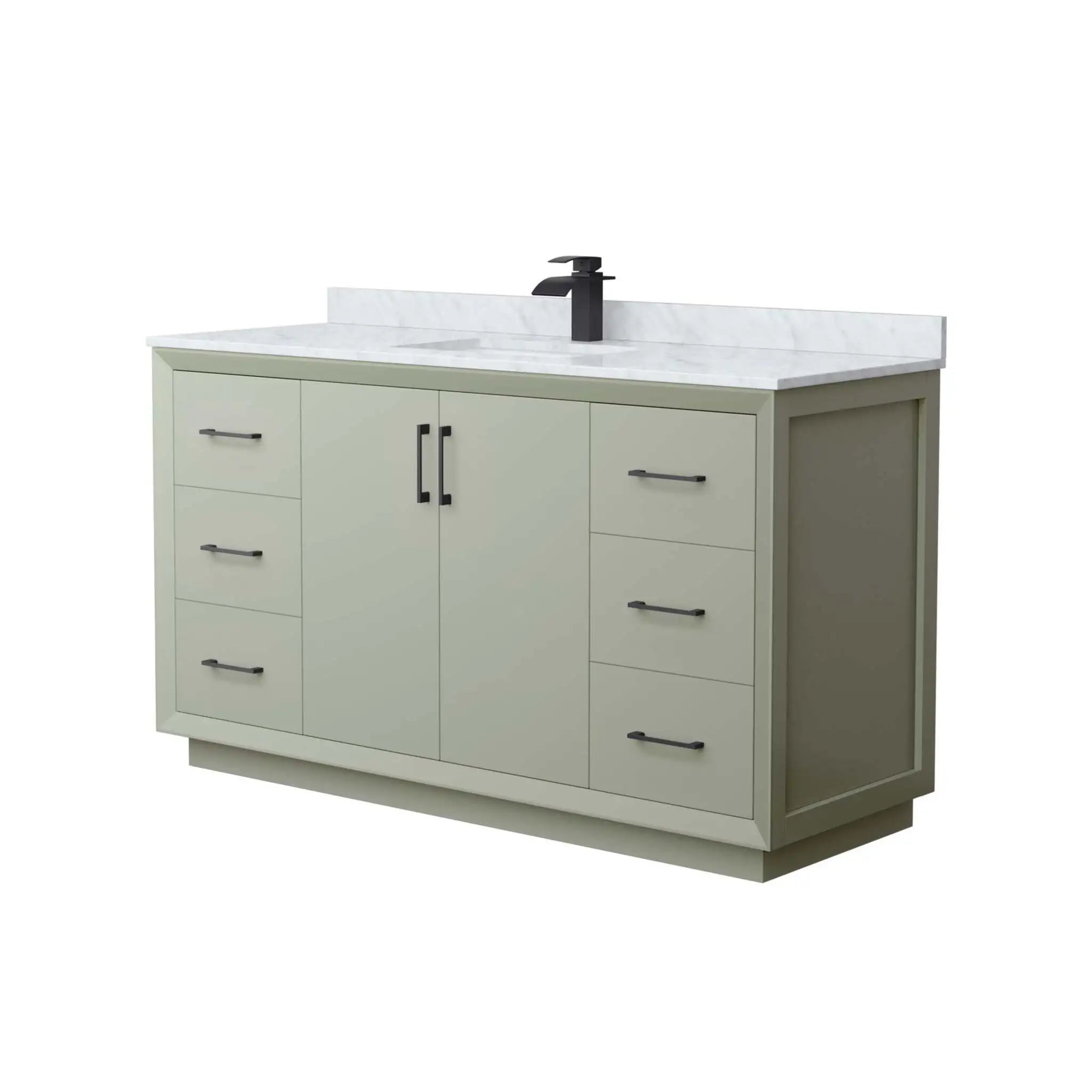 60" Strada Single Bathroom Vanity in Light Green with Matte Black Trim by Wyndham