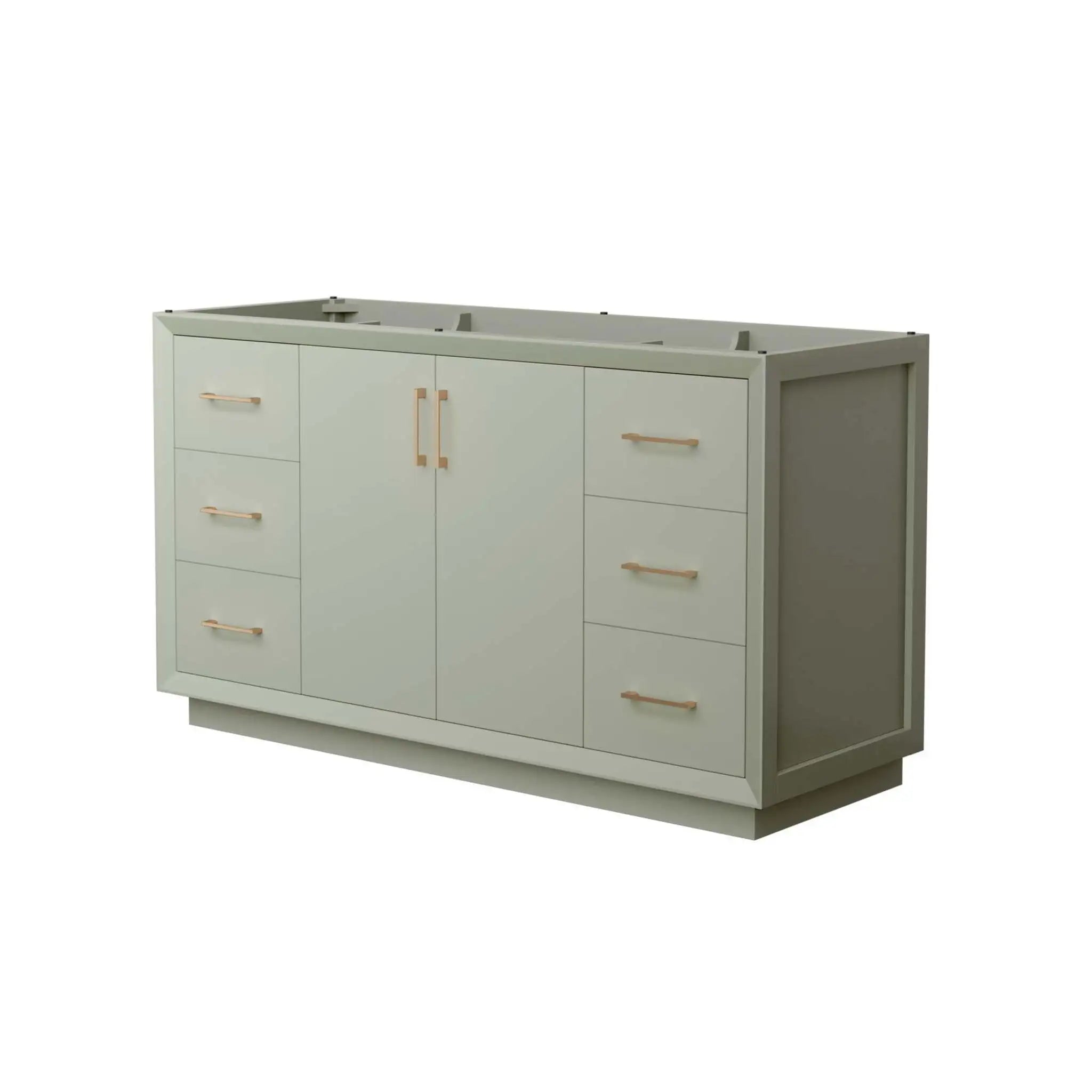 60" Strada Single Bathroom Vanity in Light Green with Satin Bronze Trim by Wyndham