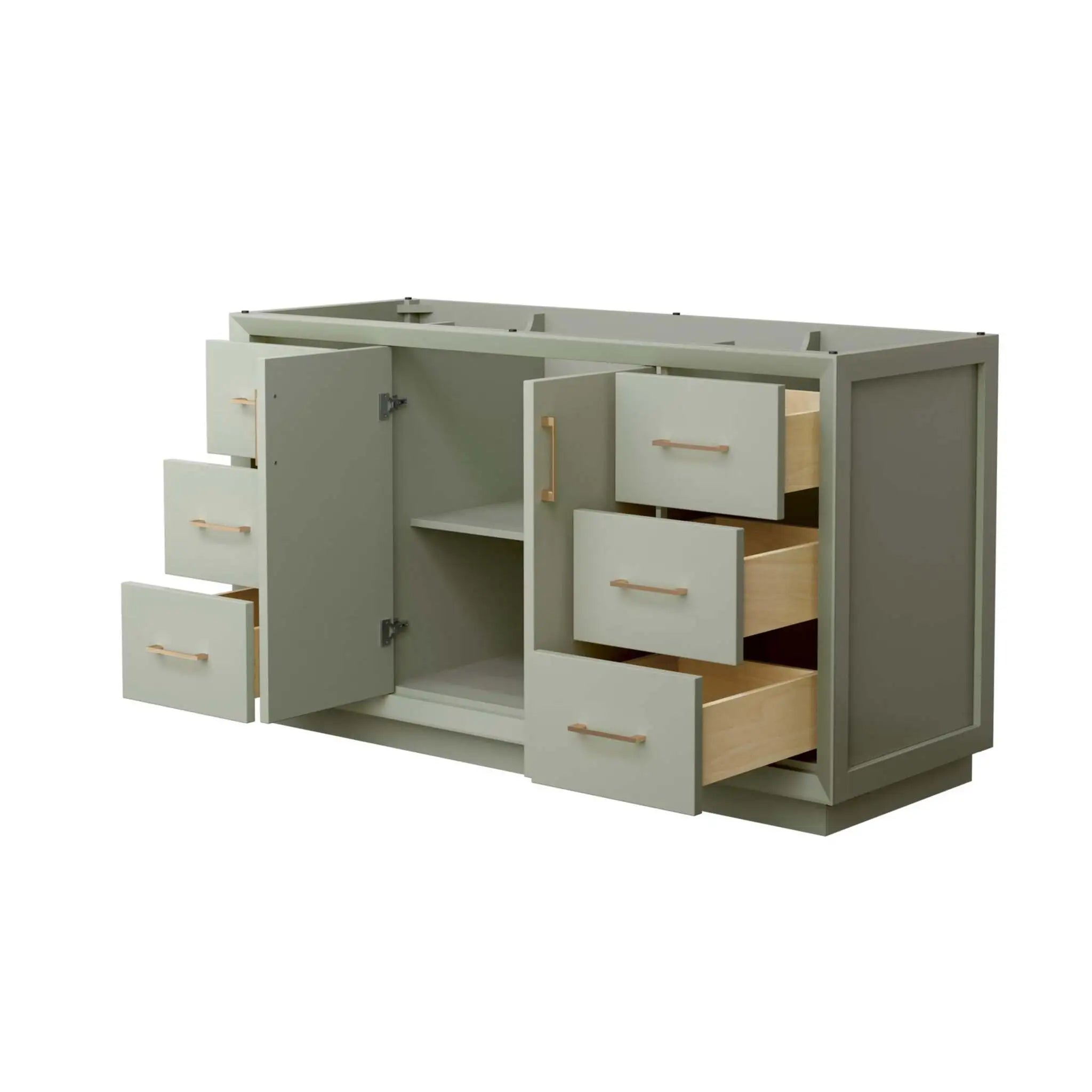 60" Strada Single Bathroom Vanity in Light Green with Satin Bronze Trim by Wyndham
