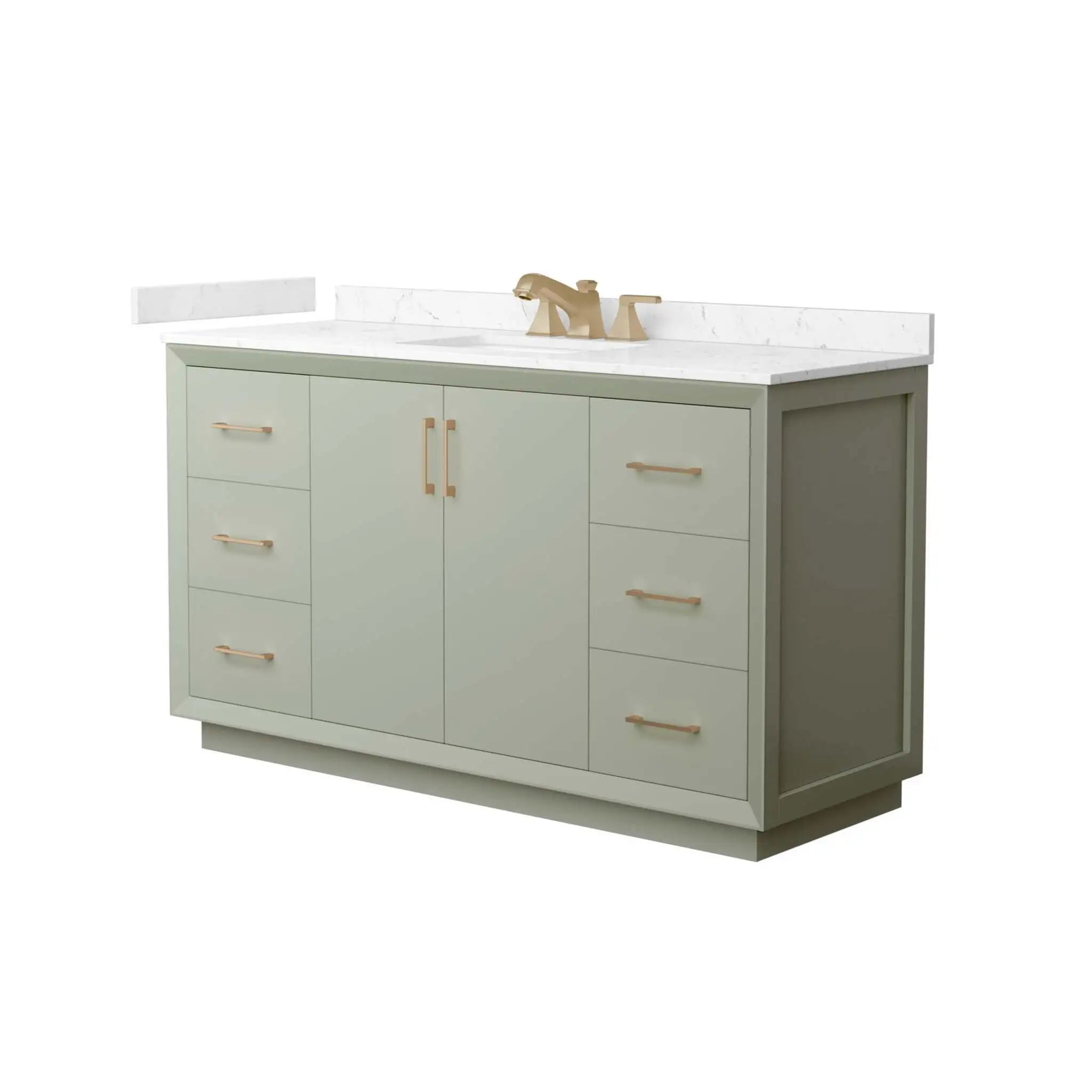 60" Strada Single Bathroom Vanity in Light Green with Satin Bronze Trim by Wyndham