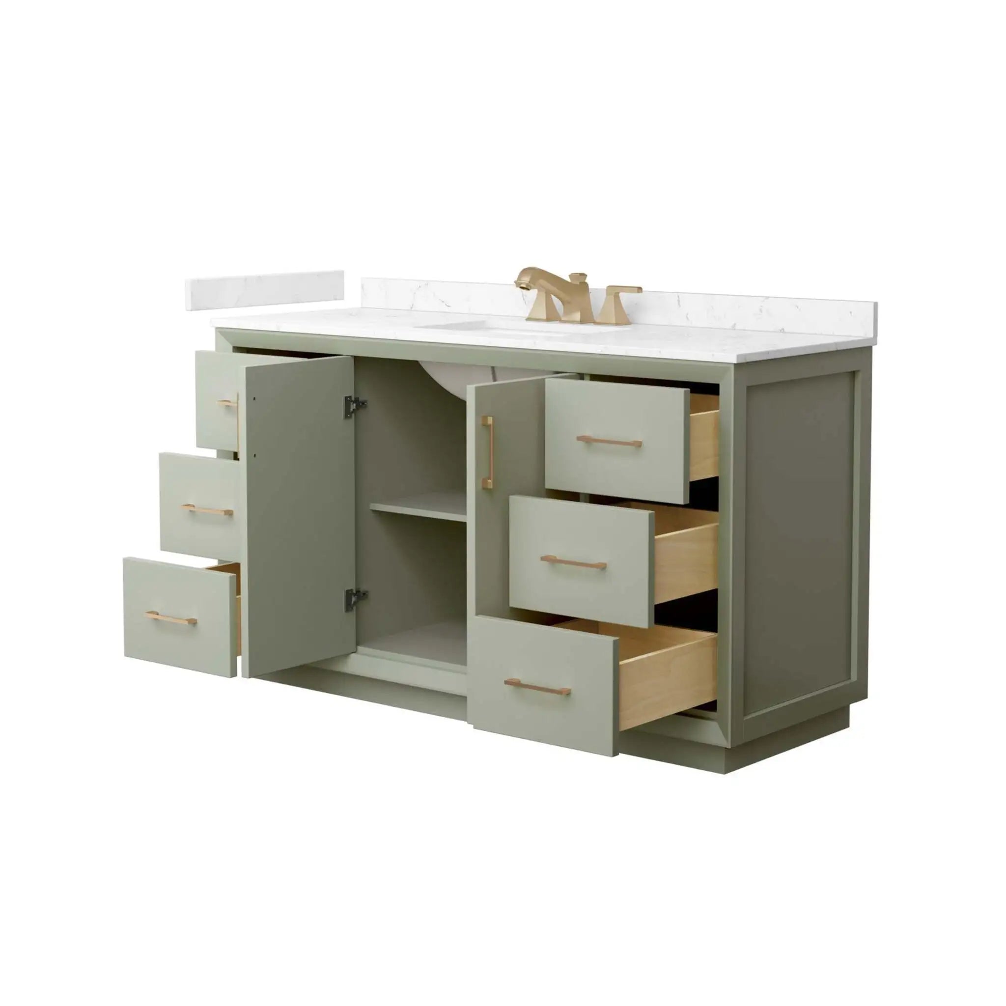 60" Strada Single Bathroom Vanity in Light Green with Satin Bronze Trim by Wyndham