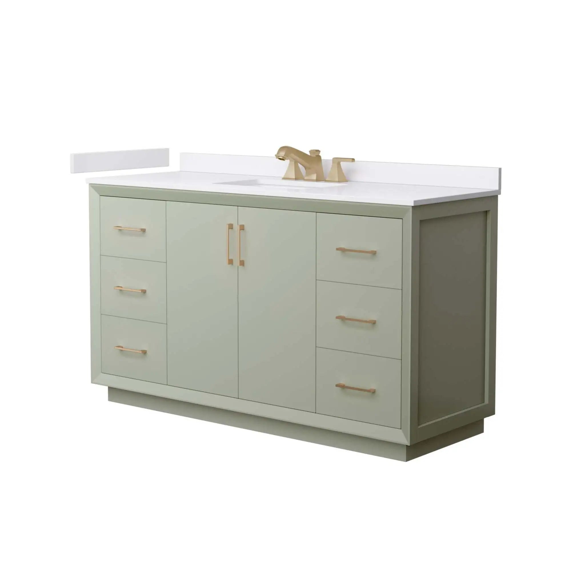 60" Strada Single Bathroom Vanity in Light Green with Satin Bronze Trim by Wyndham