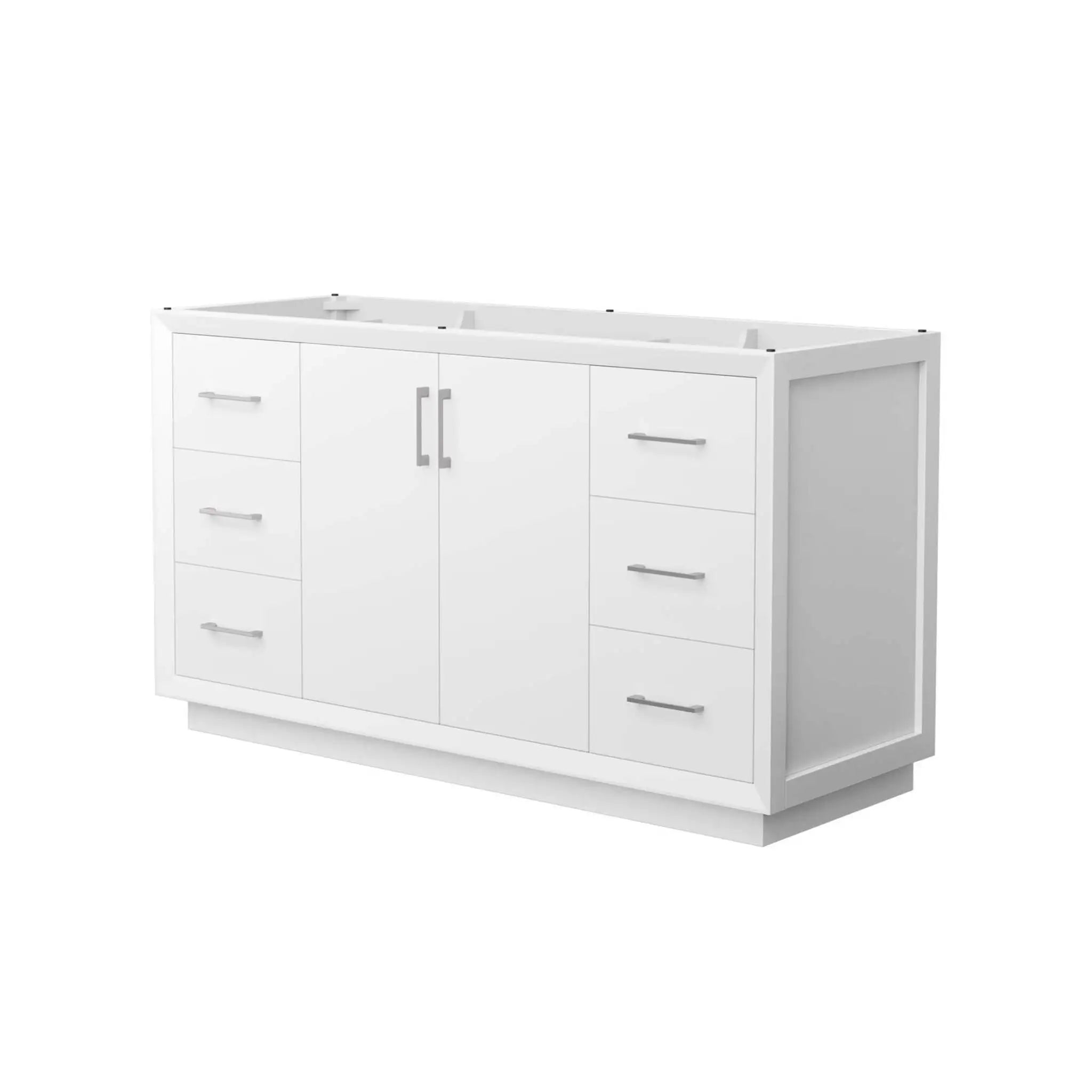 60" Strada Single Bathroom Vanity in White with Brushed Nickel Trim by Wyndham
