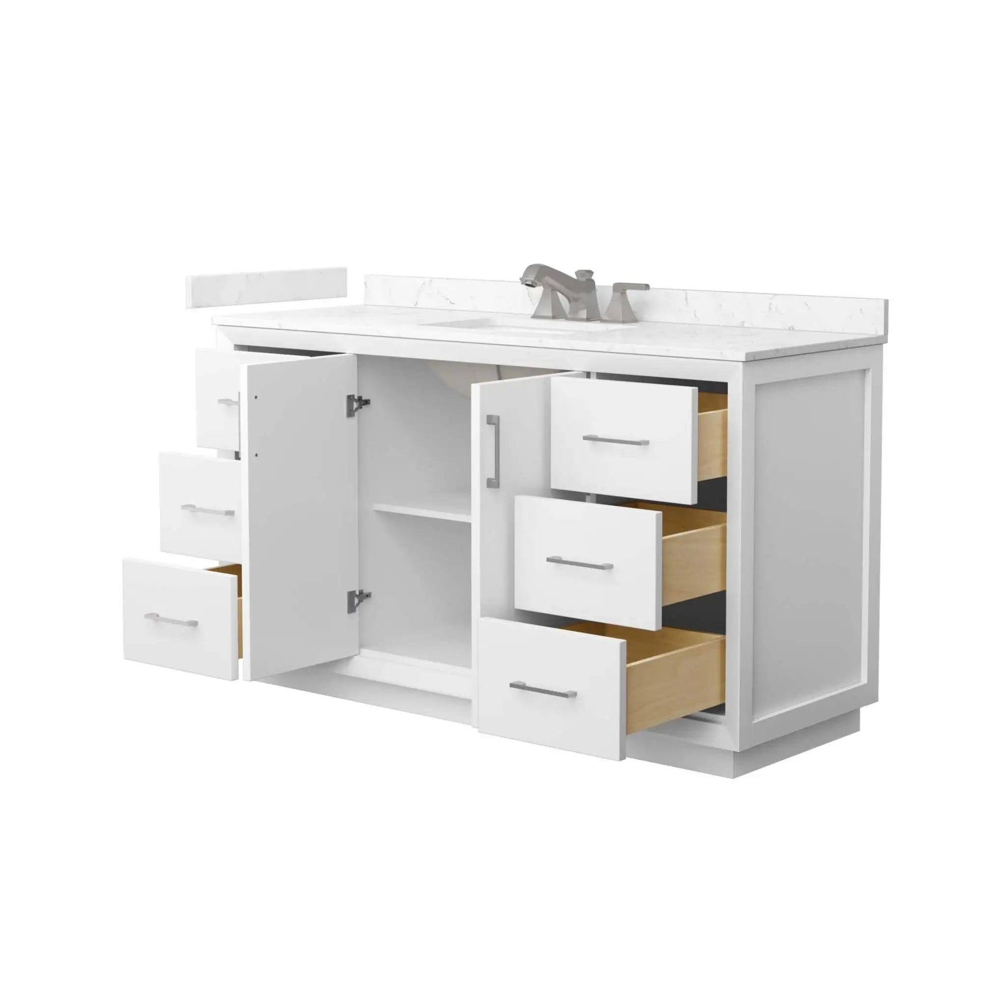 60" Strada Single Bathroom Vanity in White with Brushed Nickel Trim by Wyndham