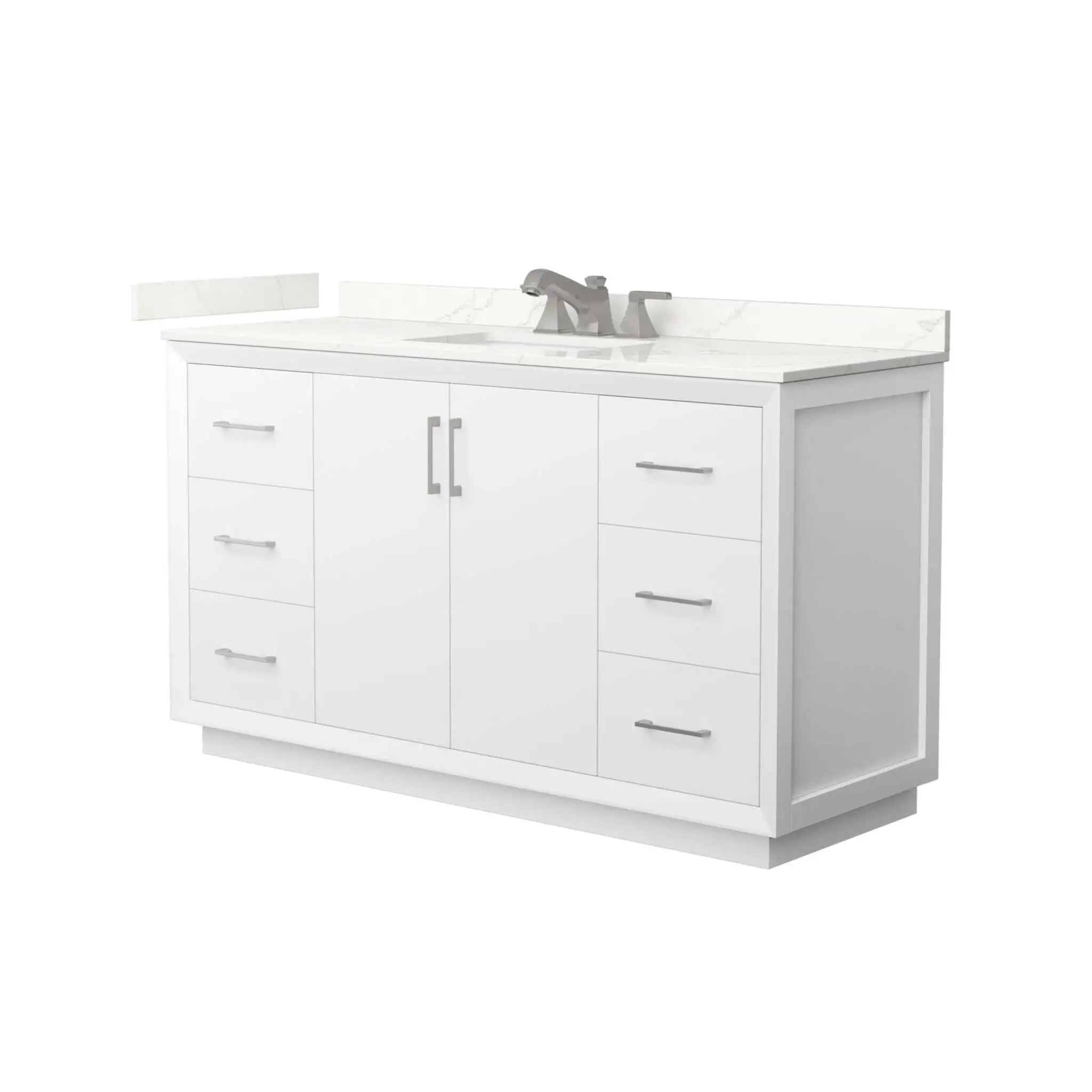 60" Strada Single Bathroom Vanity in White with Brushed Nickel Trim by Wyndham