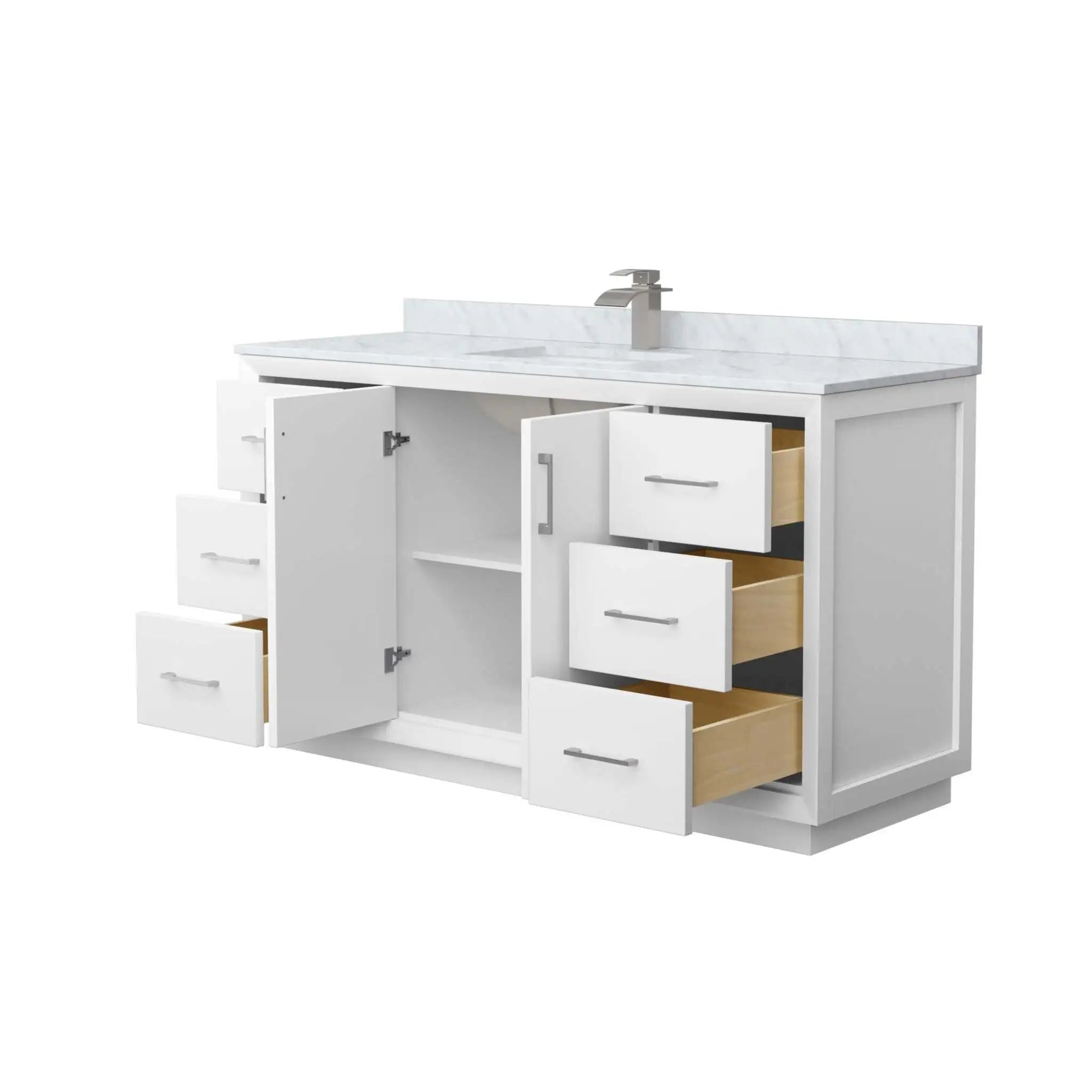 60" Strada Single Bathroom Vanity in White with Brushed Nickel Trim by Wyndham