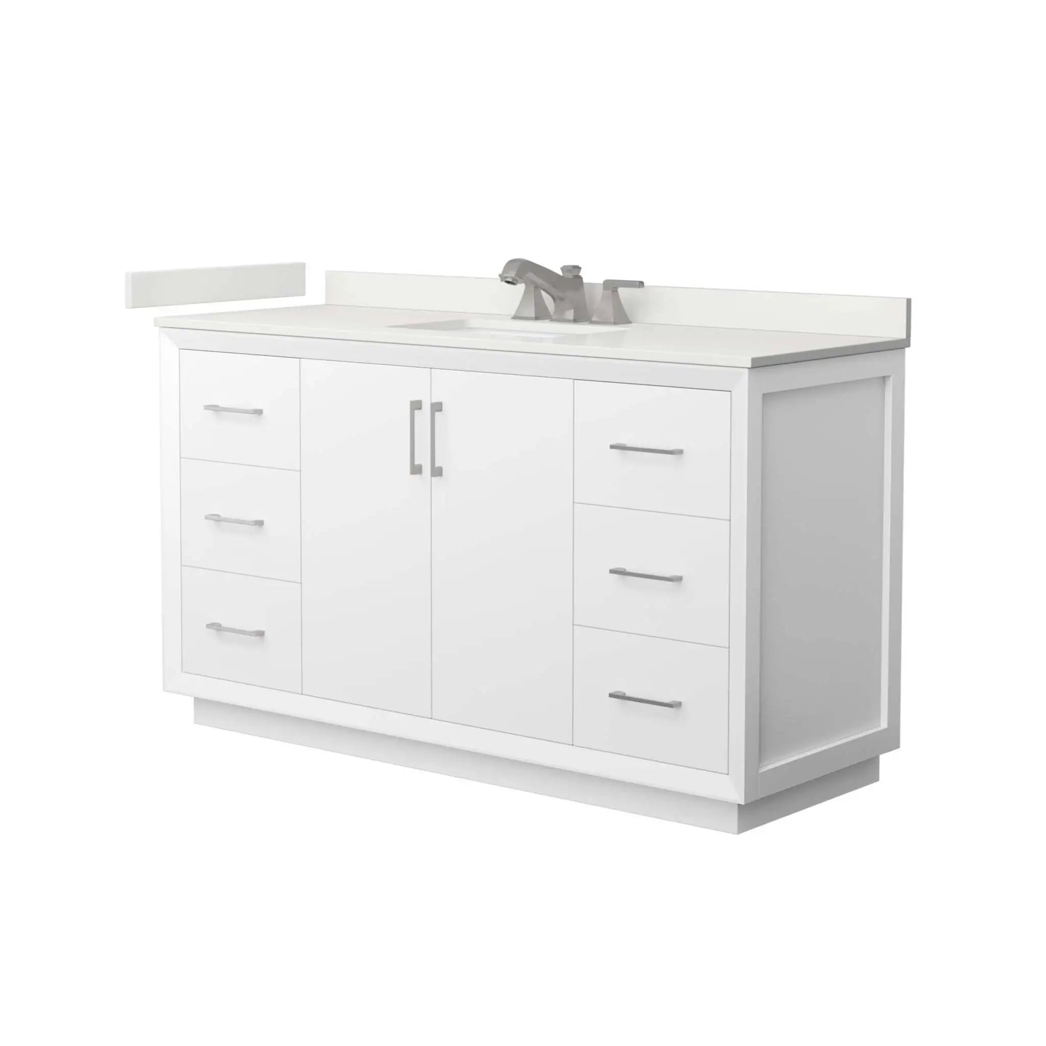 60" Strada Single Bathroom Vanity in White with Brushed Nickel Trim by Wyndham