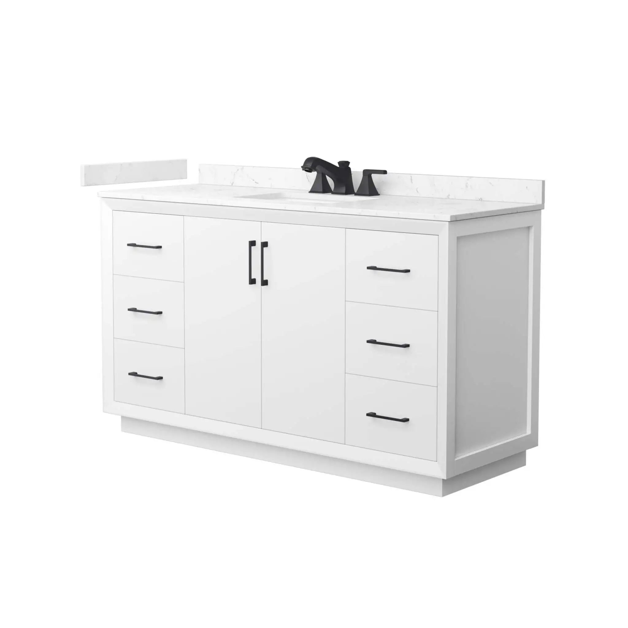 60" Strada Single Bathroom Vanity in White with Matte Black Trim by Wyndham