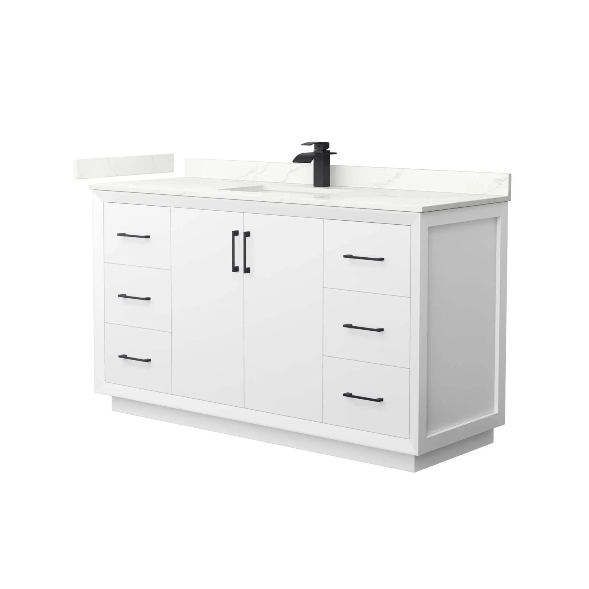 60" Strada Single Bathroom Vanity in White with Matte Black Trim by Wyndham