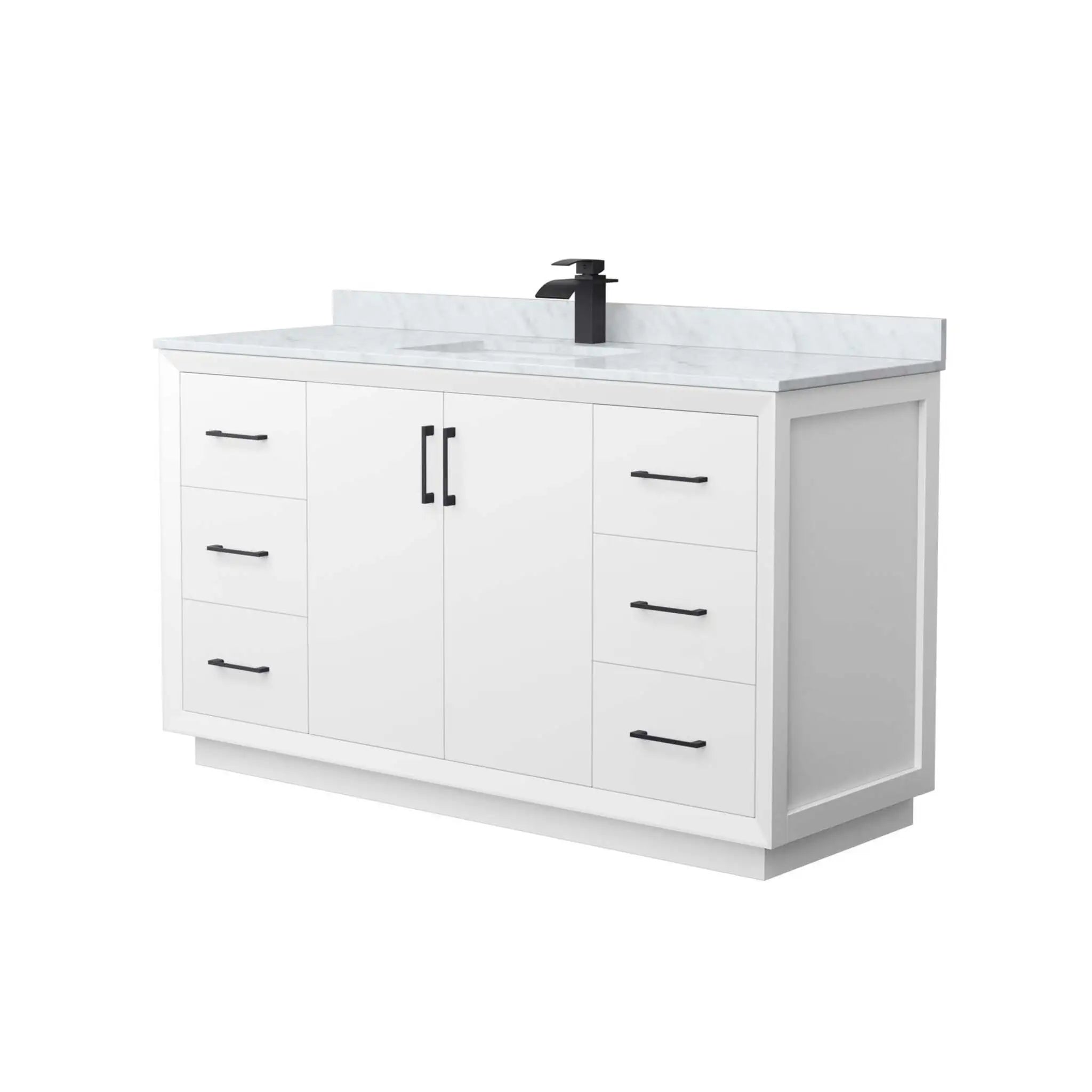 60" Strada Single Bathroom Vanity in White with Matte Black Trim by Wyndham