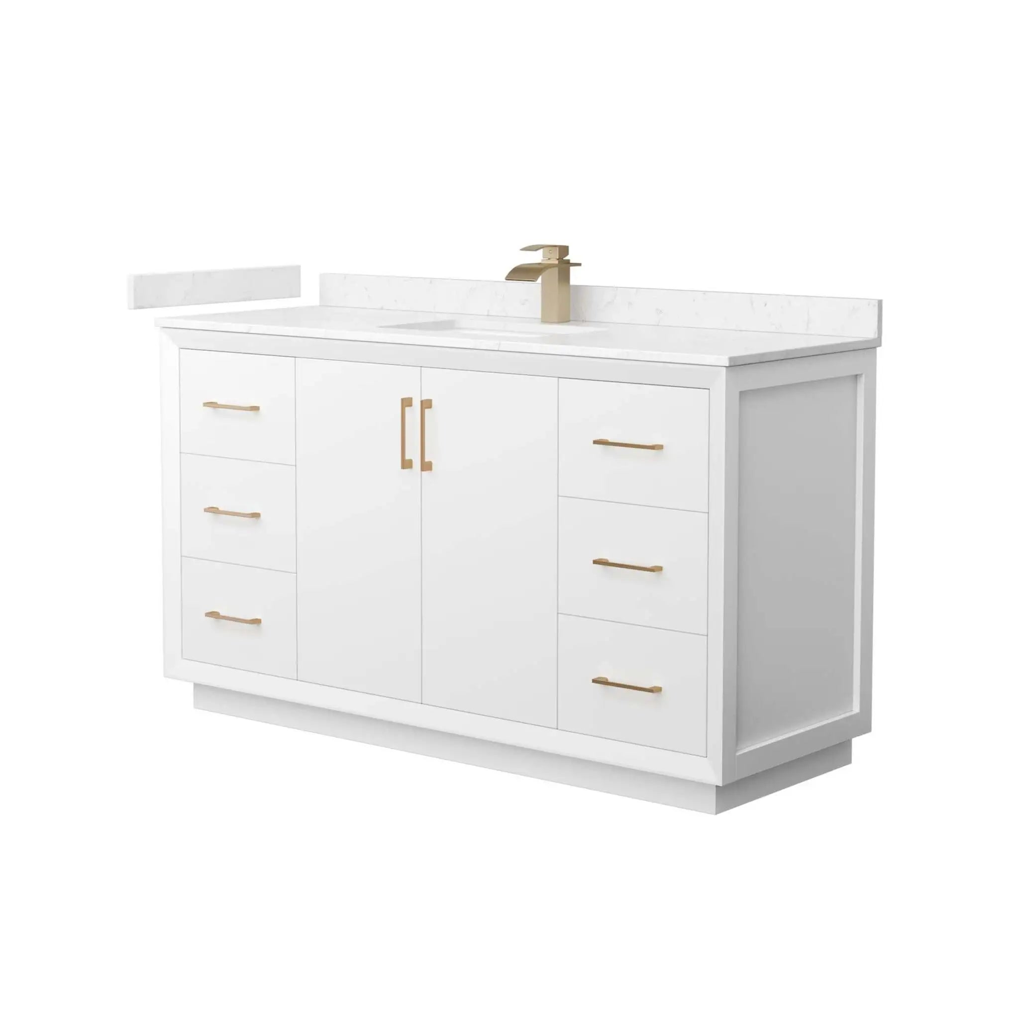 60" Strada Single Bathroom Vanity in White with Satin Bronze Trim by Wyndham