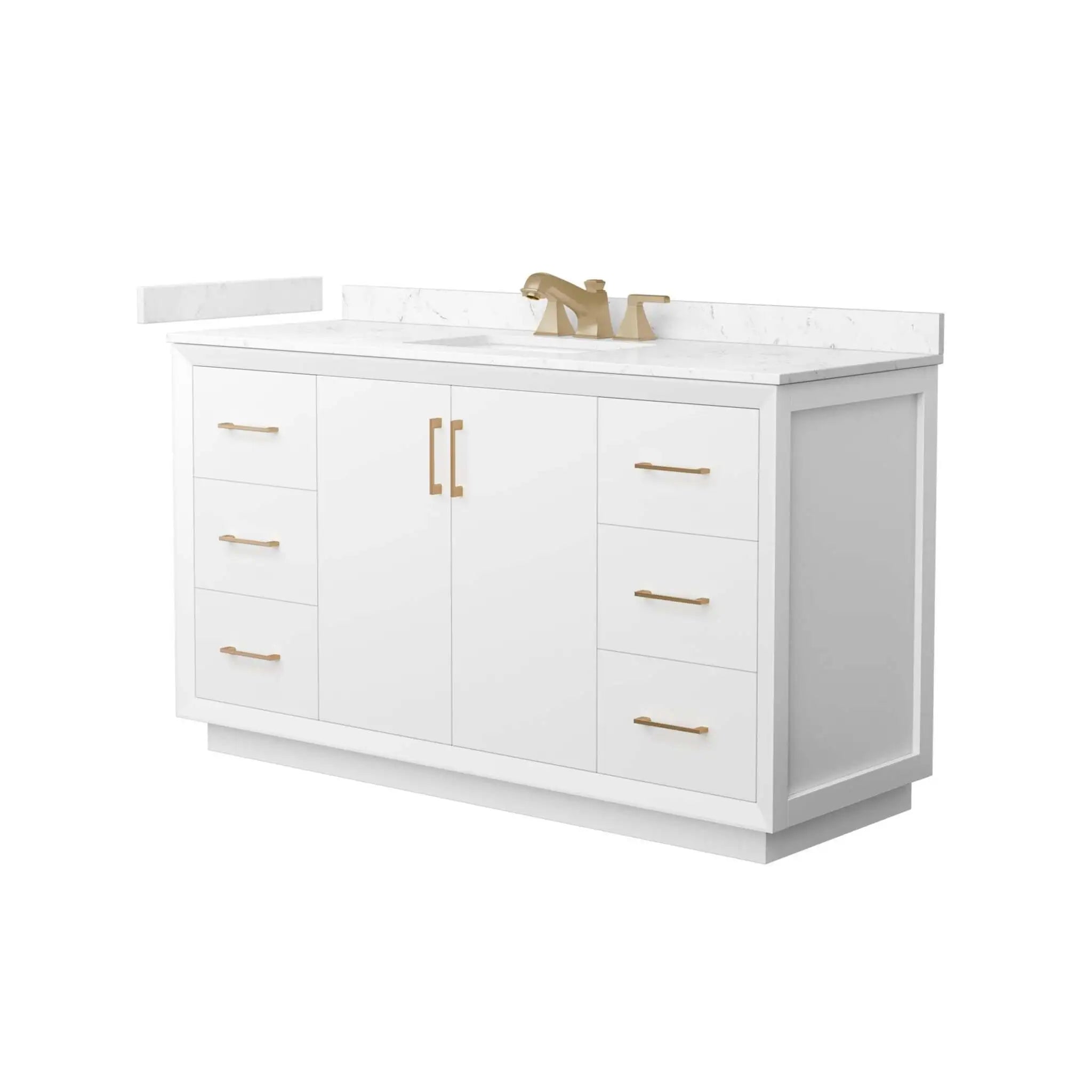 60" Strada Single Bathroom Vanity in White with Satin Bronze Trim by Wyndham