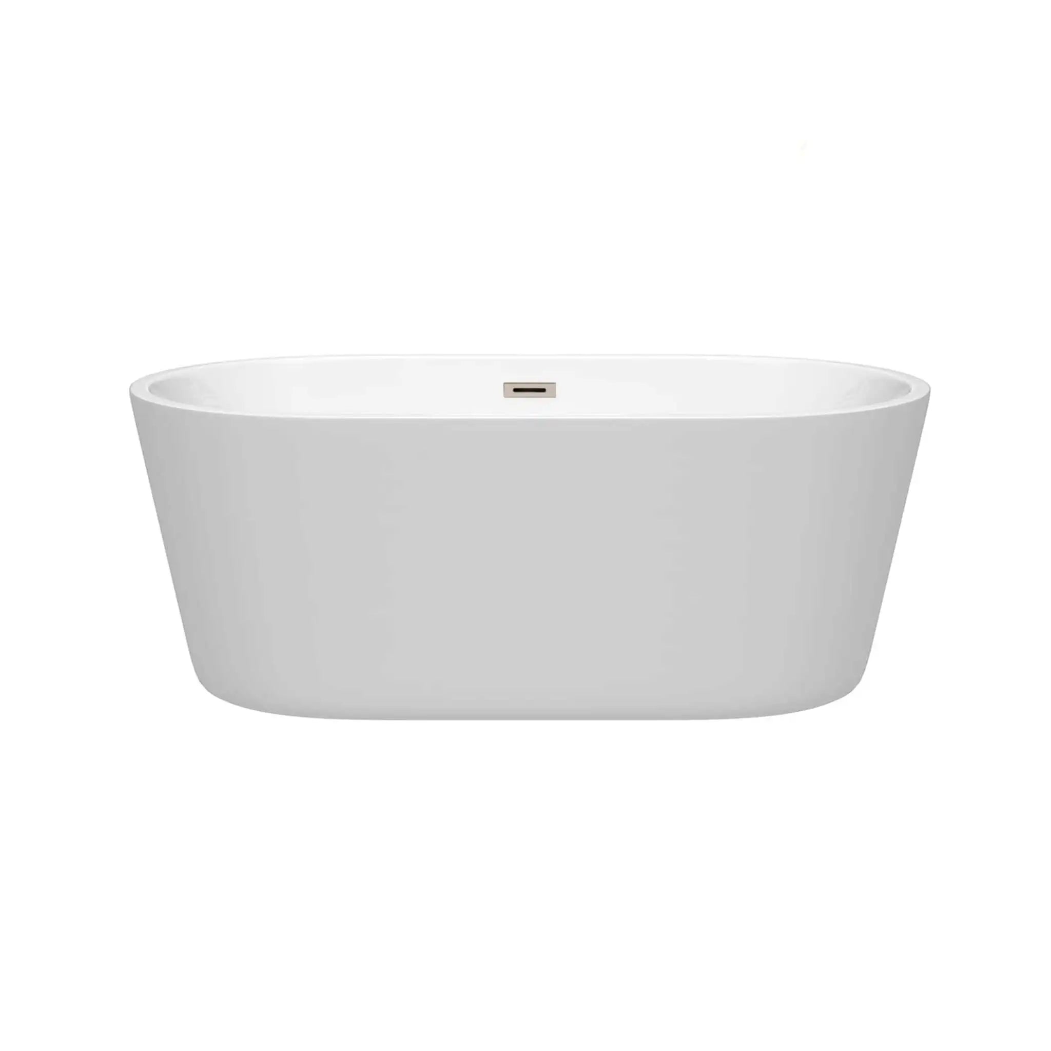 60" White Freestanding Bathtub, Brushed Nickel Trim - Carissa by Wyndham (WCOBT101260BNTRIM) image 2