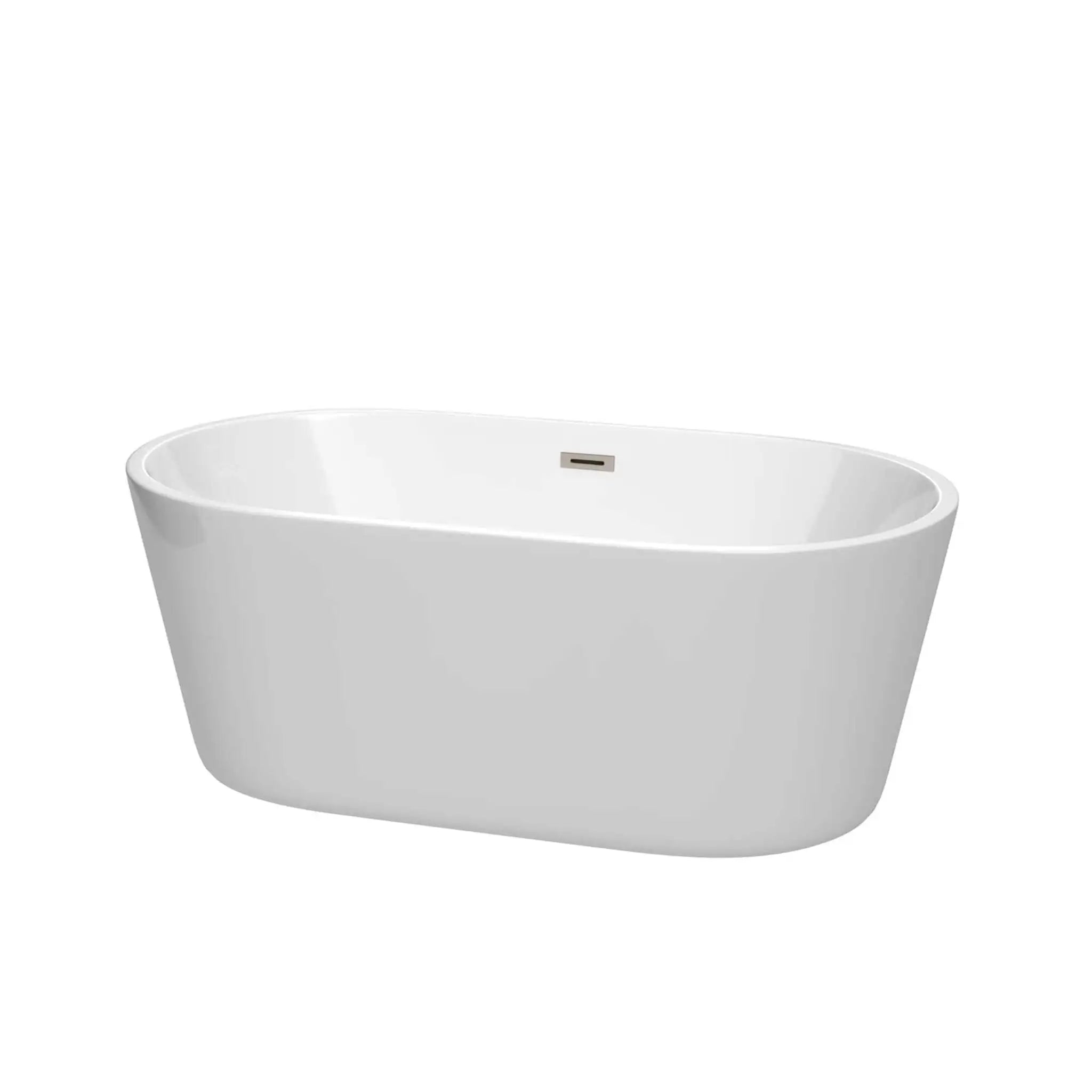 60" White Freestanding Bathtub, Brushed Nickel Trim - Carissa by Wyndham (WCOBT101260BNTRIM) image