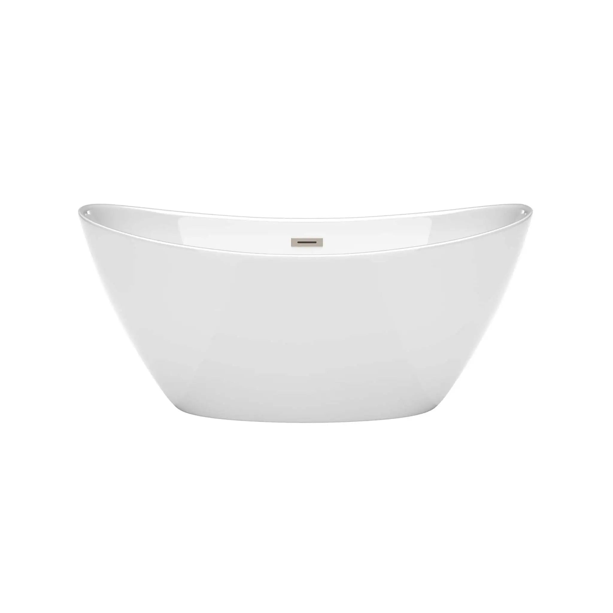60" White Freestanding Bathtub, Brushed Nickel Trim - Dorrit by Wyndham (WCBTE652060BNTRIM) image 3