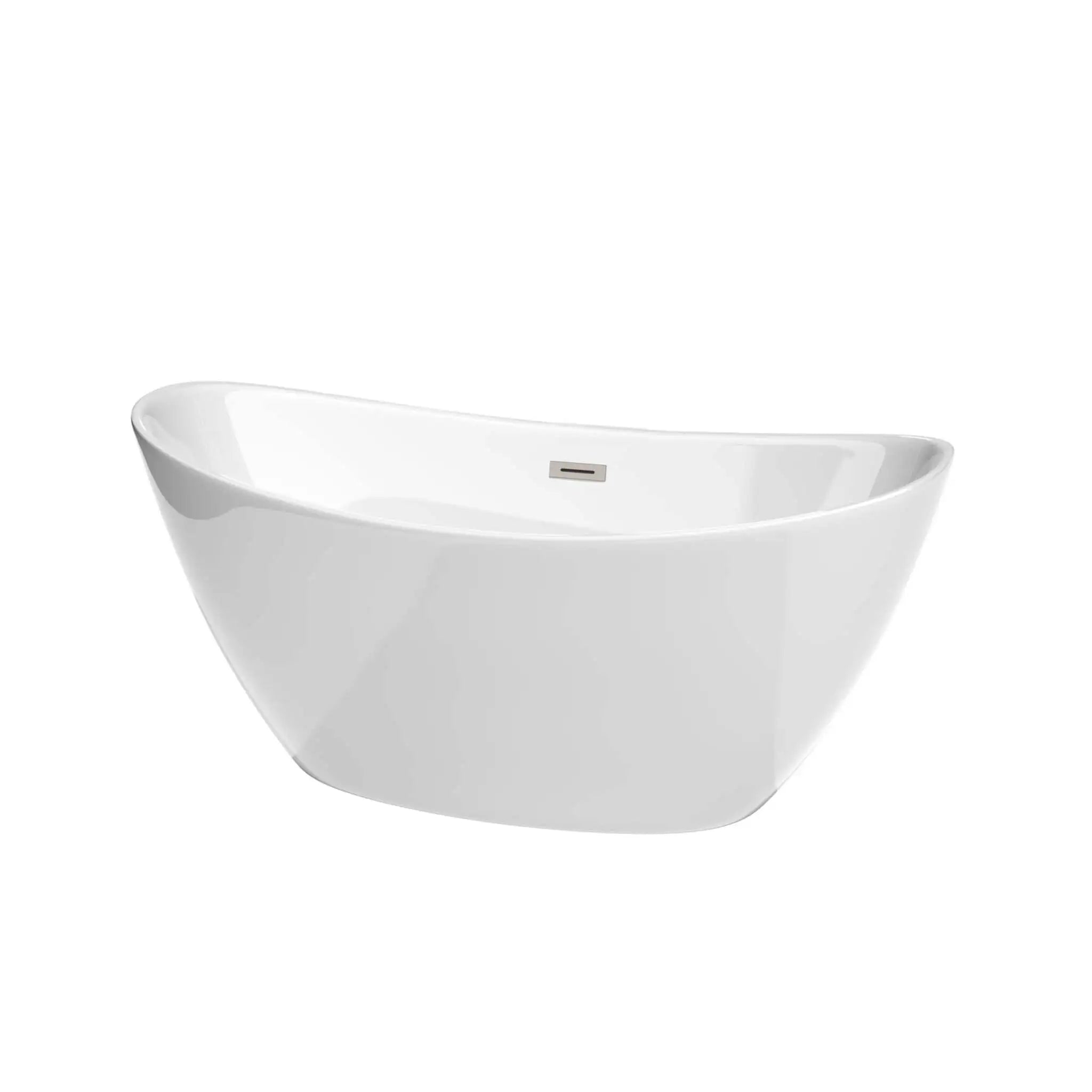 60" White Freestanding Bathtub, Brushed Nickel Trim - Dorrit by Wyndham (WCBTE652060BNTRIM) image