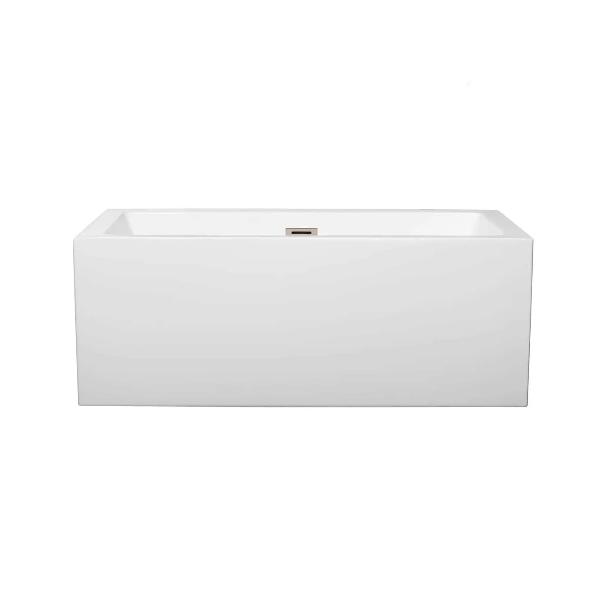 60" White Freestanding Bathtub, Brushed Nickel Trim - Melody by Wyndham (WCOBT101160BNTRIM) image 2